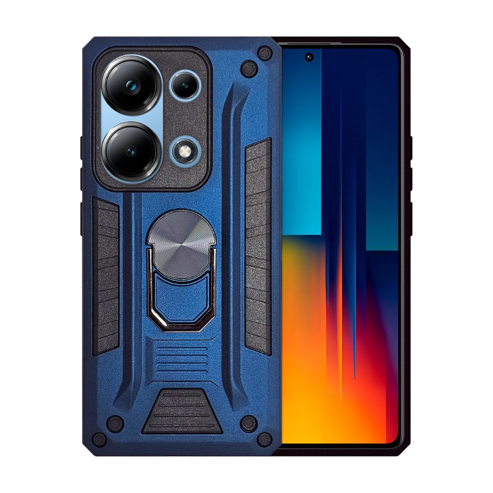 Foto 2 pulgar | Funda de Uso Rudo con Anillo para Xiaomi Poco M6 Pro Azul Marino