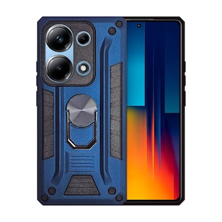 Foto 1 | Funda de Uso Rudo con Anillo para Xiaomi Poco M6 Pro Azul Marino
