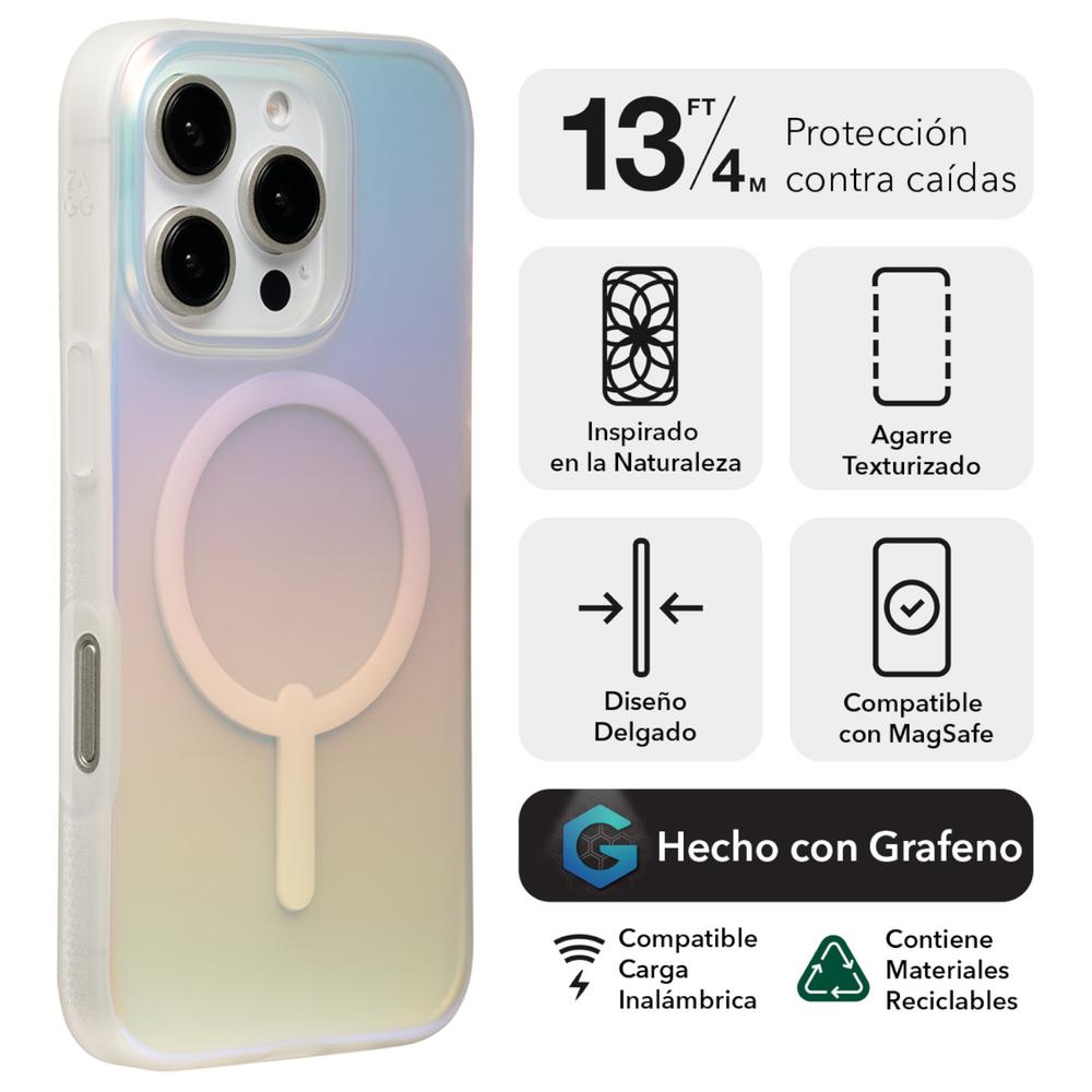 Foto 3 pulgar | Funda Zagg Milan Tornasol Con Magsafe Para Iphone 16 Pro Max
