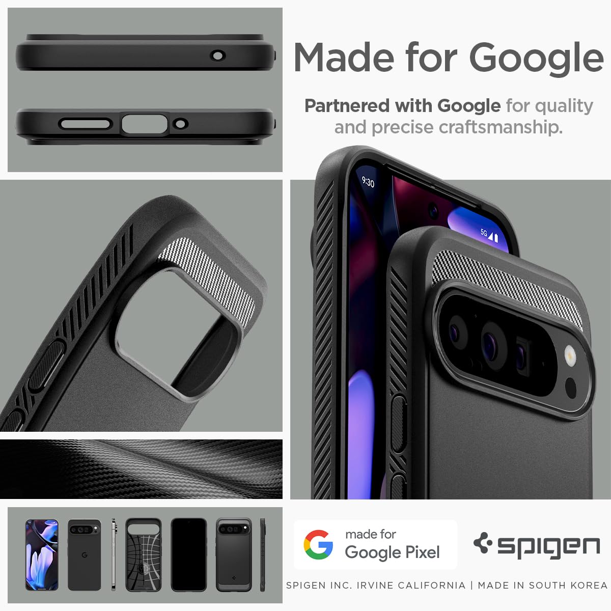 Foto 8 pulgar | Funda Spigen Rugged Armor Para Pixel 9 Pro Xl (2024), Color Negro - Venta Internacional.