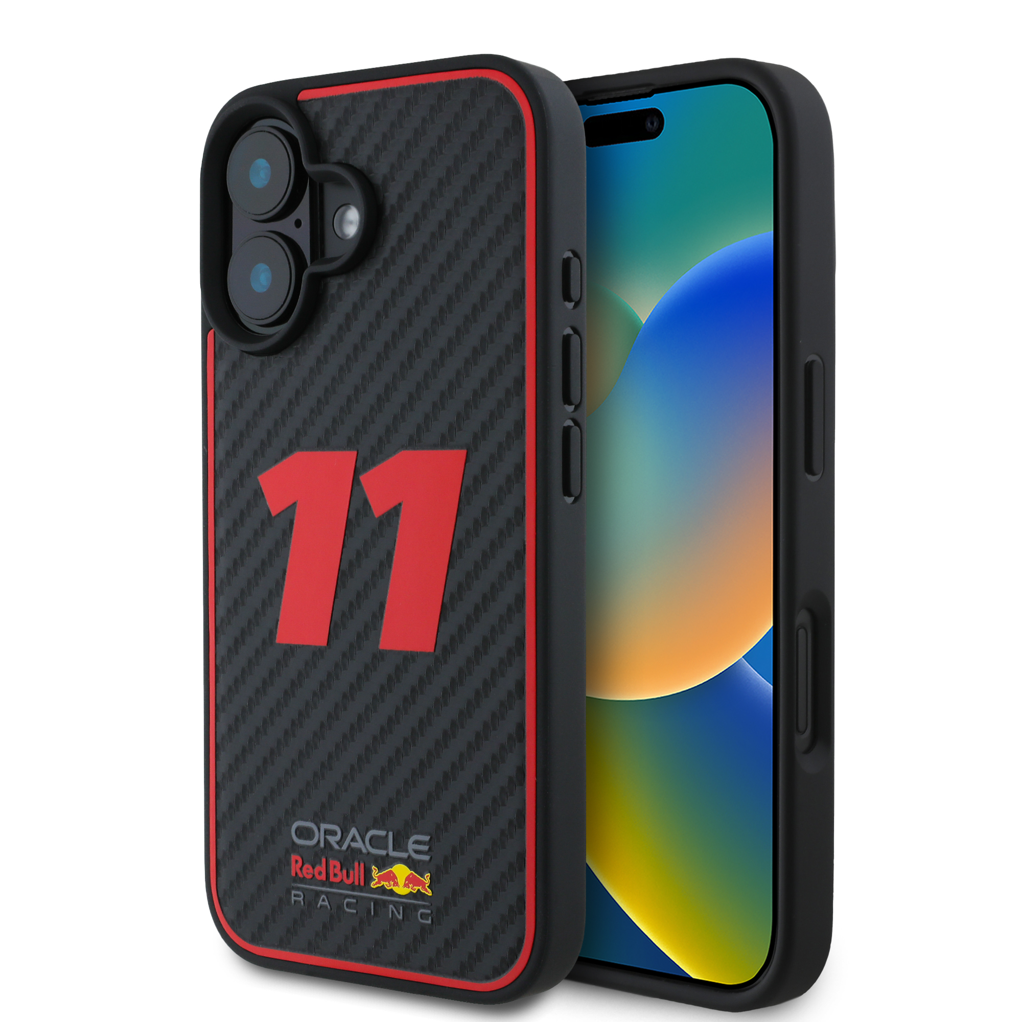 Foto 2 pulgar | Funda Red Bull Tipo Carbono Para Iphone 16 - Negro