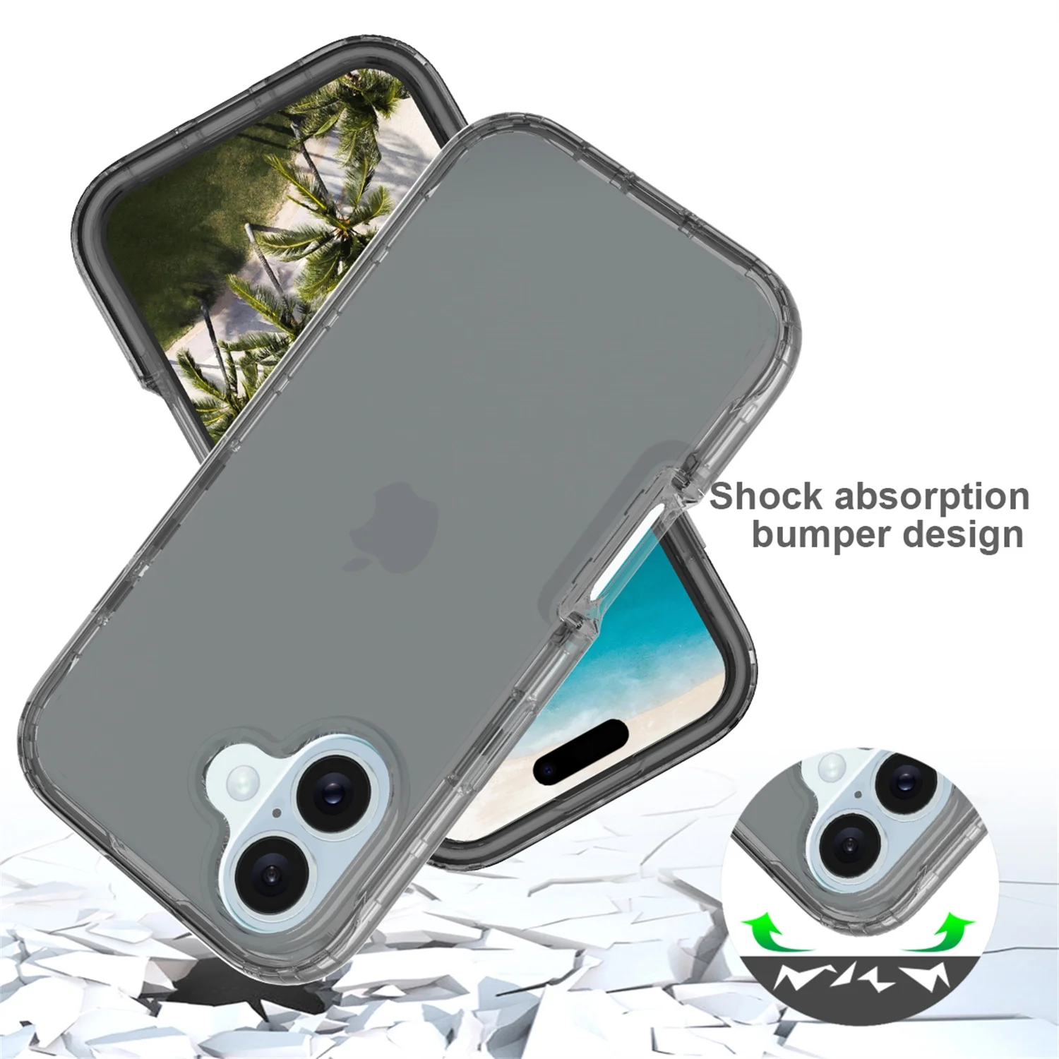 Foto 3 pulgar | Funda Protectora Negra a Prueba de Golpes para iPhone 16 - Venta Internacional