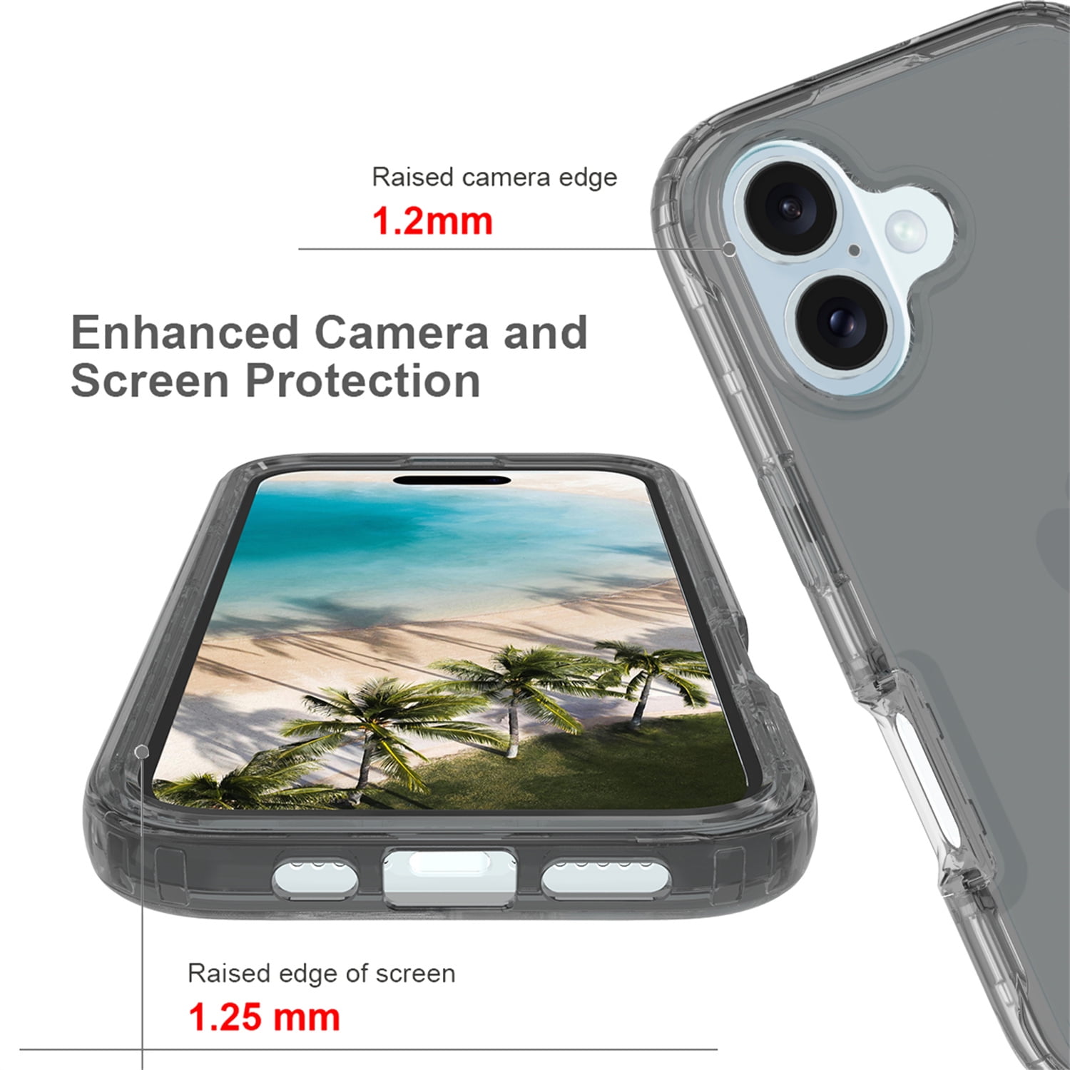 Foto 3 | Funda Protectora Negra a Prueba de Golpes para iPhone 16 - Venta Internacional