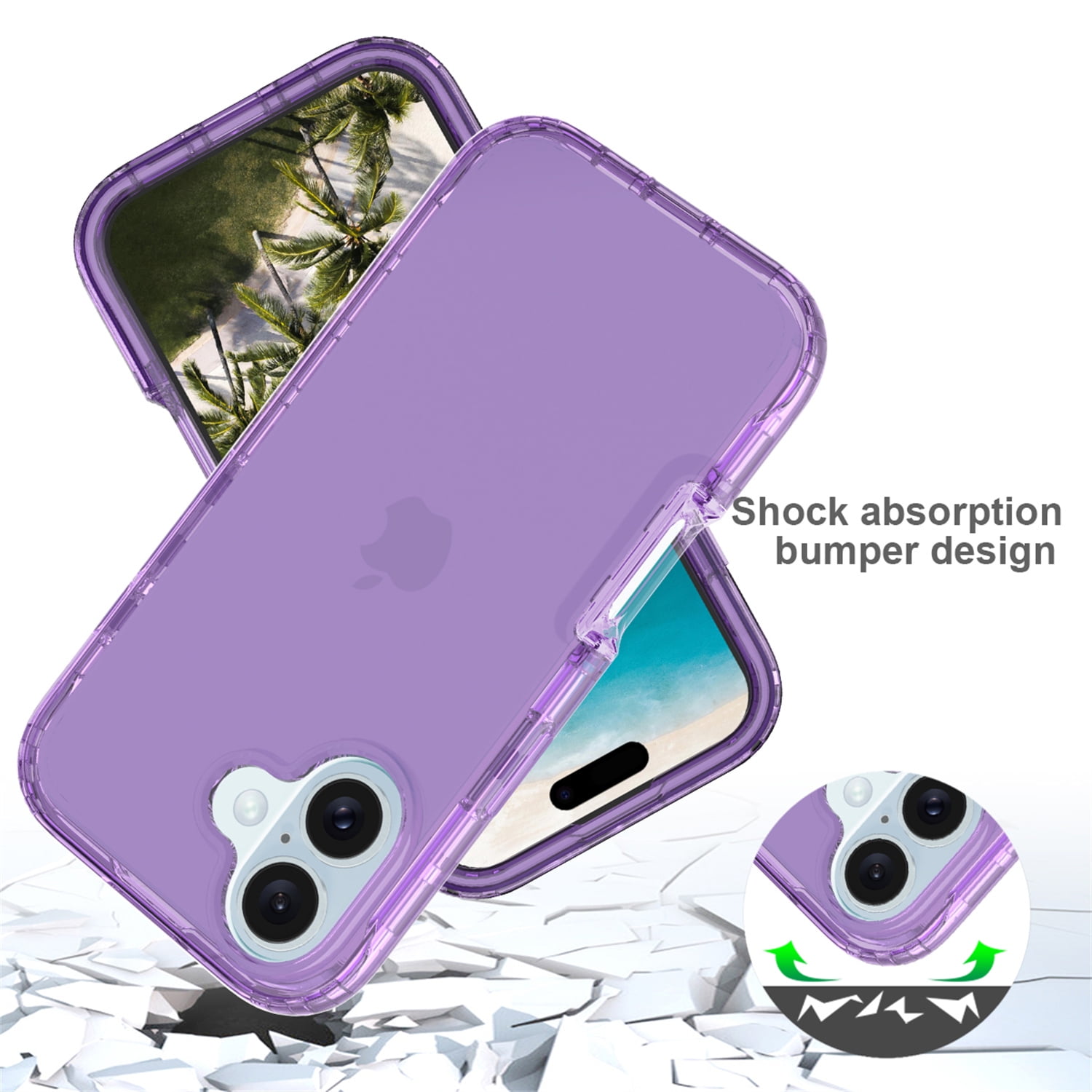 Foto 3 pulgar | Funda Protectora Púrpura Resistente a los Golpes para iPhone 16 - Venta Internacional
