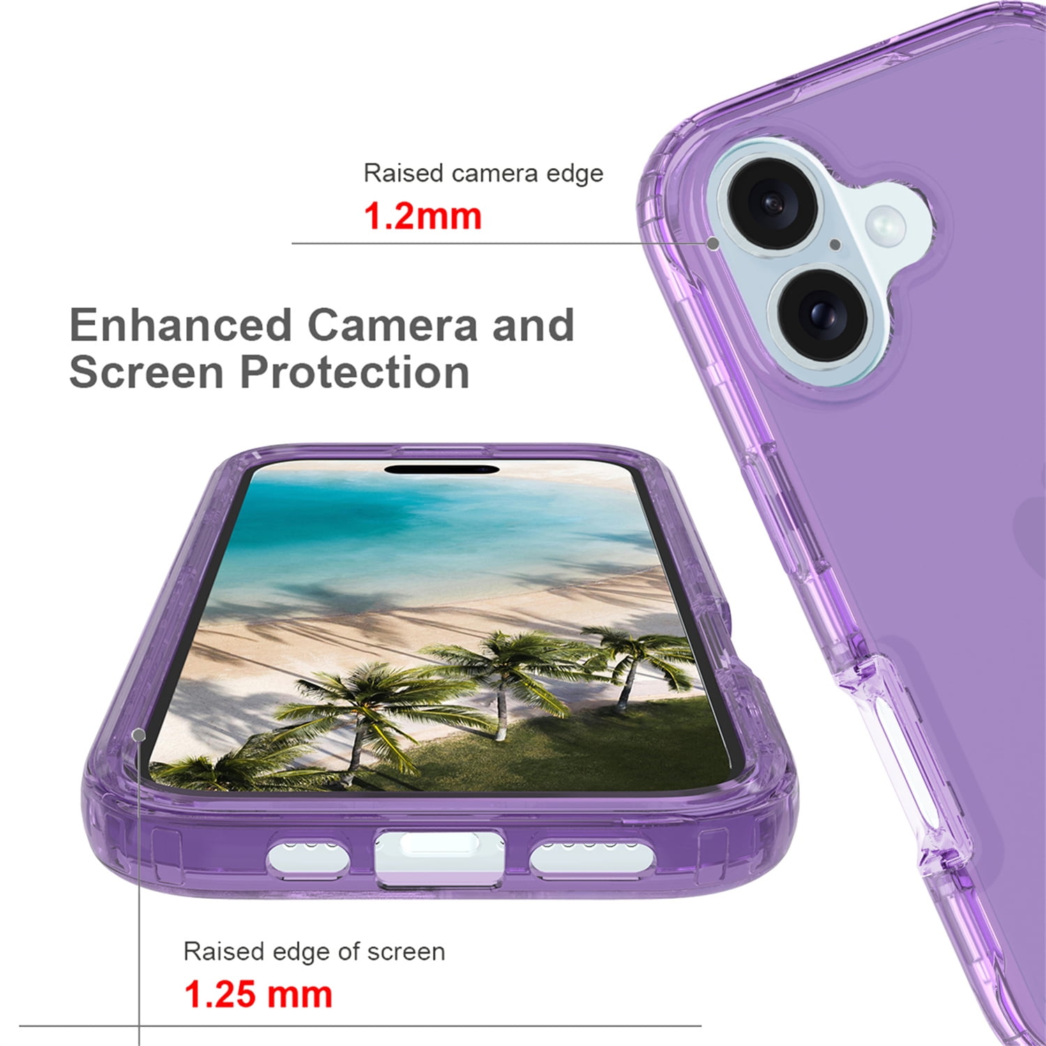 Foto 4 pulgar | Funda Protectora Púrpura Resistente a los Golpes para iPhone 16 - Venta Internacional