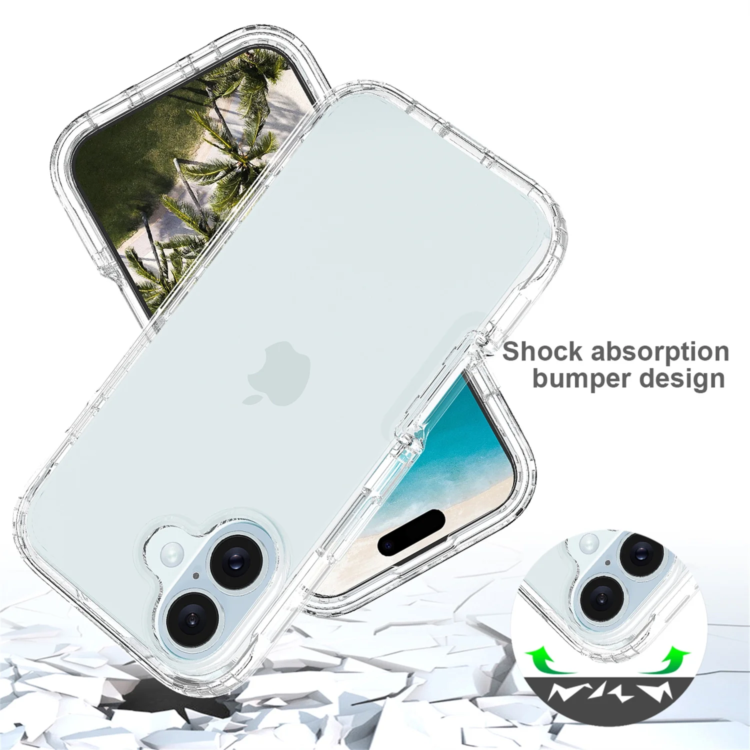 Foto 3 pulgar | Funda Protectora Transparente a Prueba de Golpes para iPhone 16 - Venta Internacional