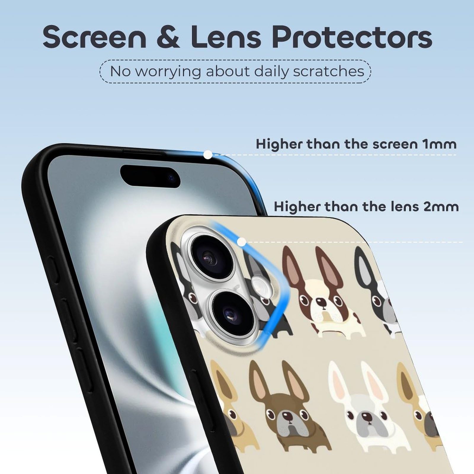Foto 4 pulgar | Funda Para Teléfono French Bulldog Compatible Con Iphone 16 Plus - Venta Internacional.