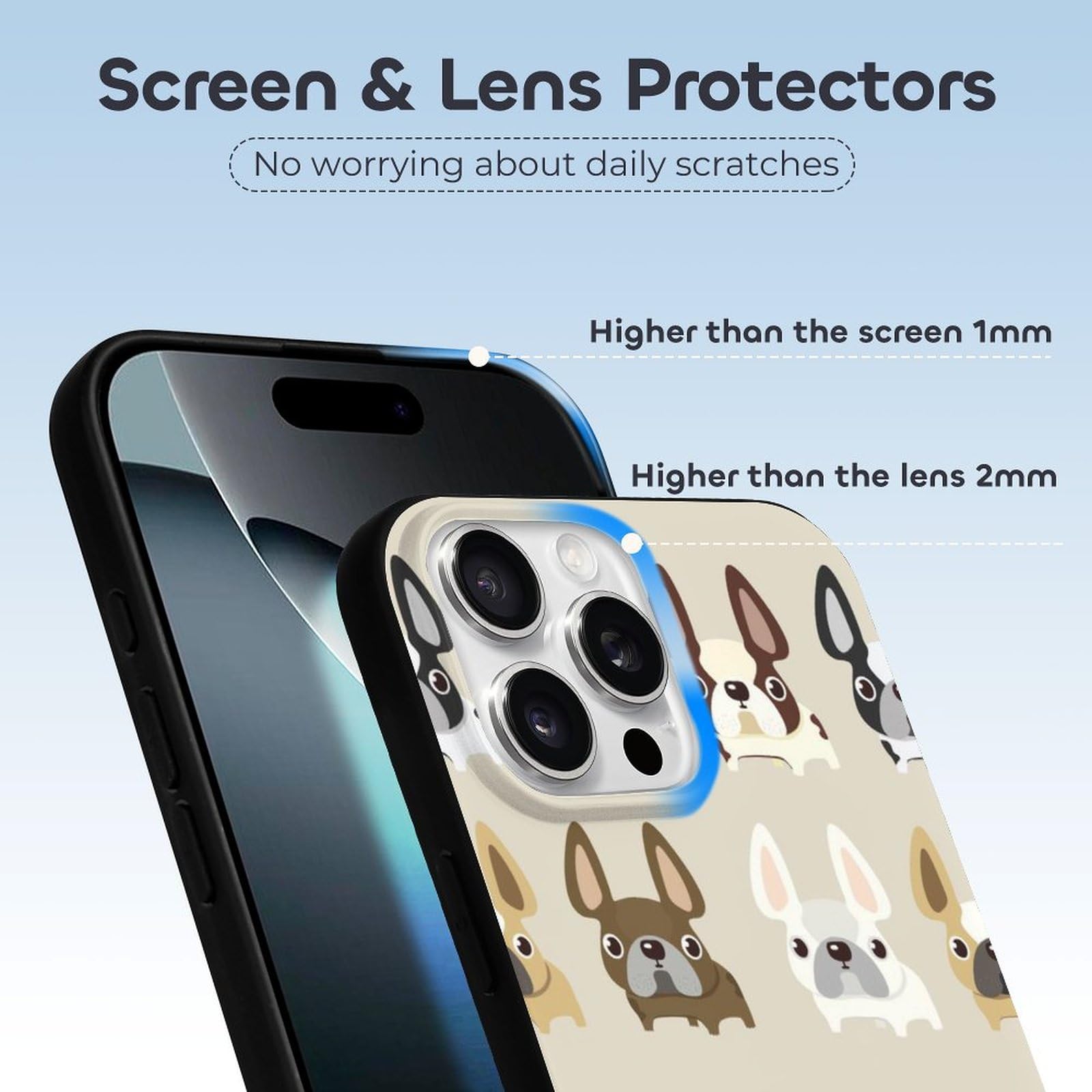 Foto 4 pulgar | Funda Para Teléfono French Bulldog Compatible Con Iphone 16 Pro Max - Venta Internacional.
