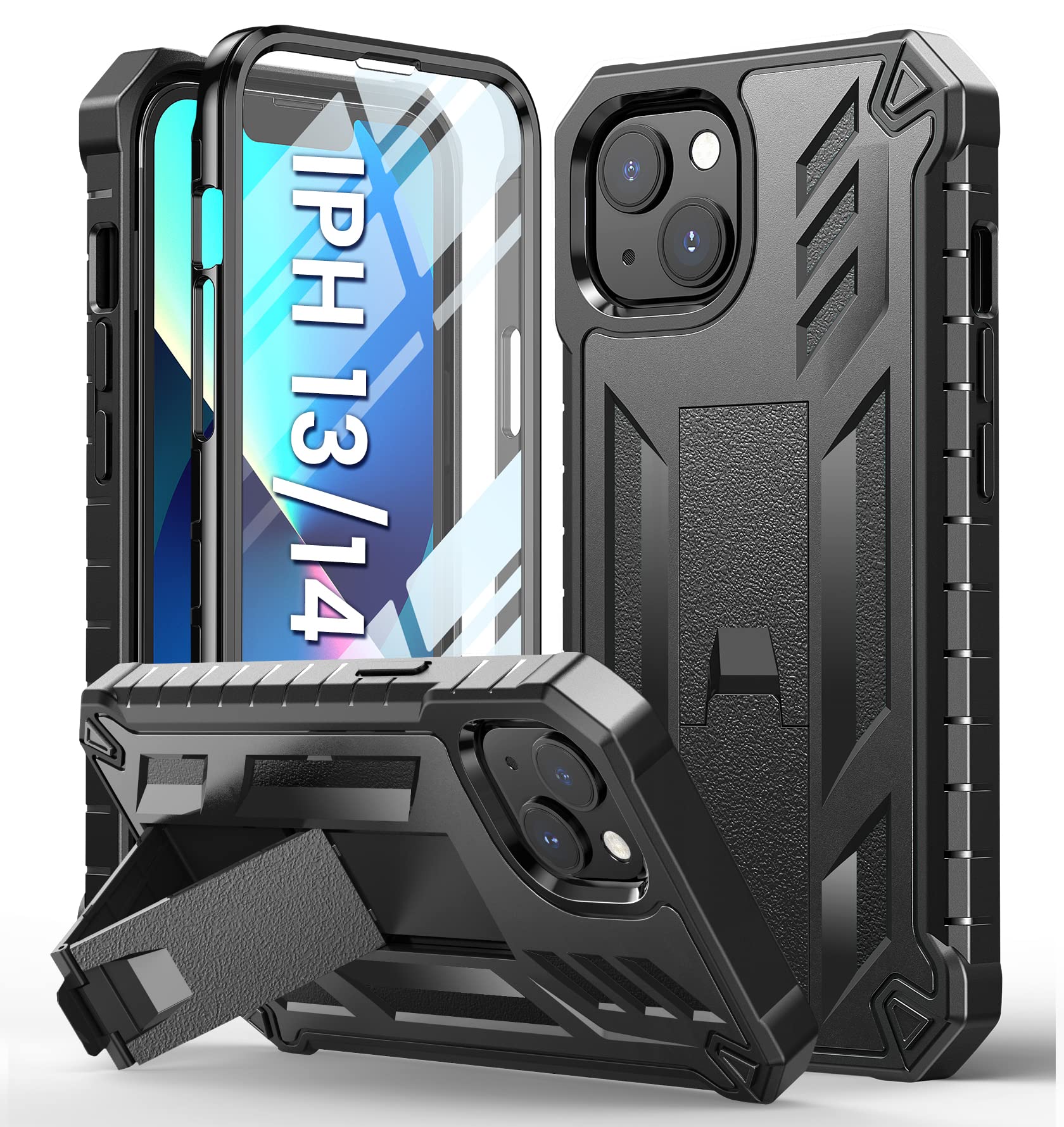 Foto 2 pulgar | Funda De Teléfono Soios Para Iphone 13/14 De 6.1 Pulgadas Con Soporte Negro - Venta Internacional.