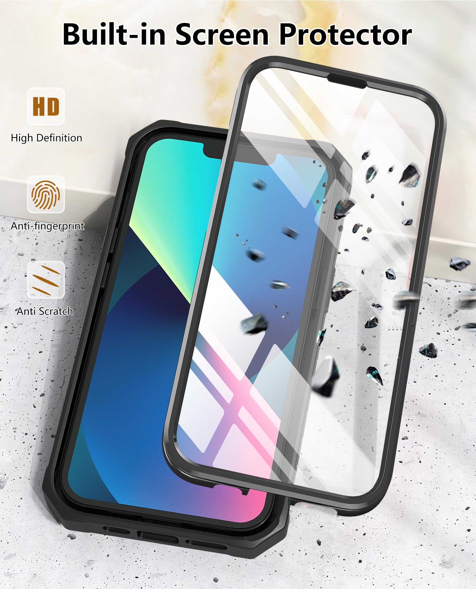 Foto 4 pulgar | Funda De Teléfono Soios Para Iphone 13/14 De 6.1 Pulgadas Con Soporte Negro - Venta Internacional.
