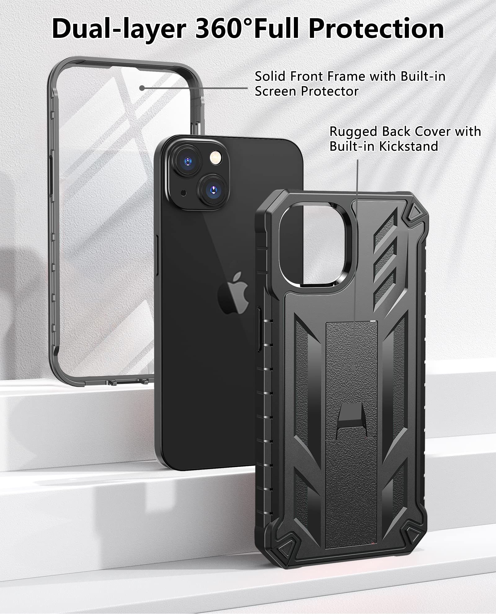 Foto 6 pulgar | Funda De Teléfono Soios Para Iphone 13/14 De 6.1 Pulgadas Con Soporte Negro - Venta Internacional.
