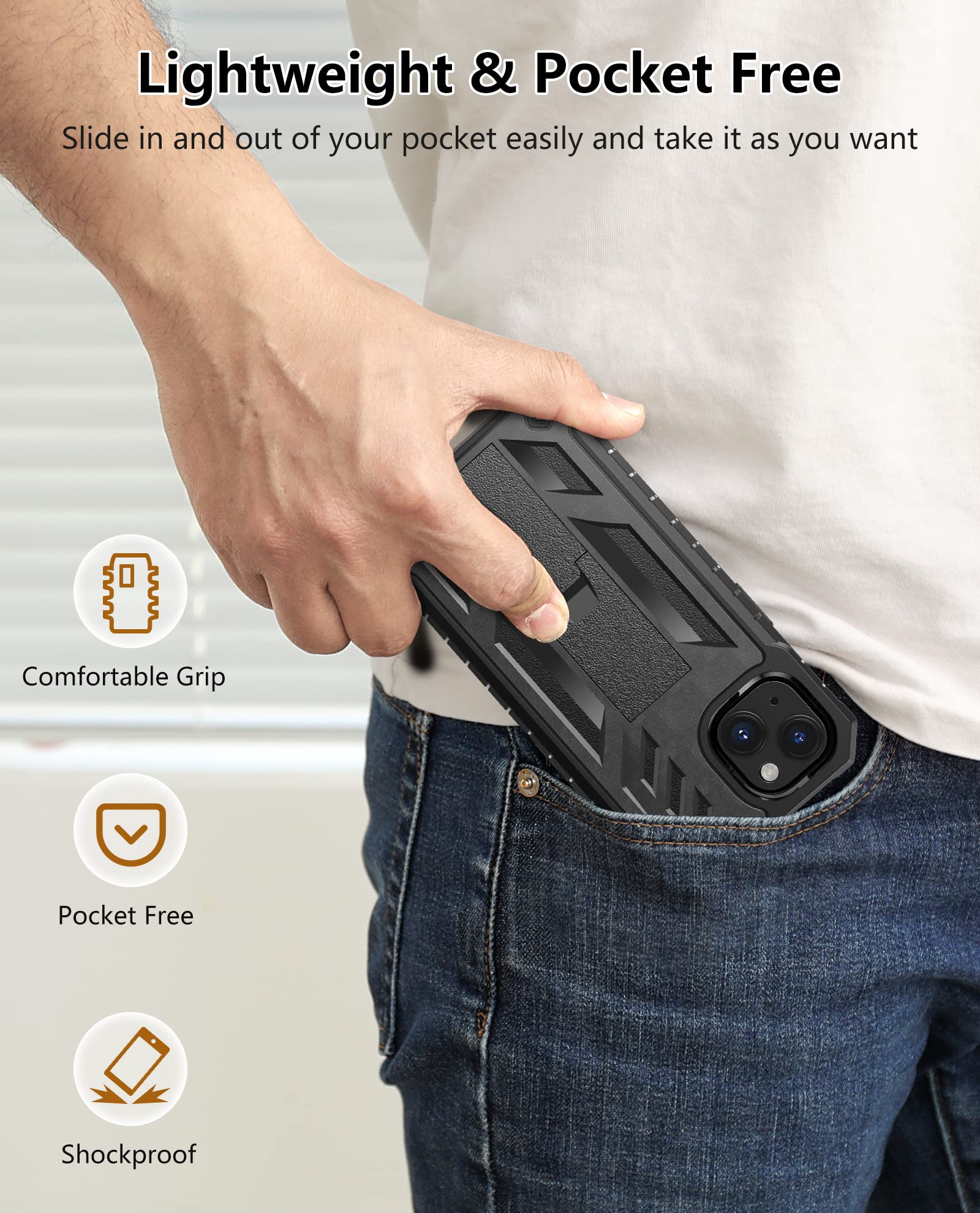 Foto 8 pulgar | Funda De Teléfono Soios Para Iphone 13/14 De 6.1 Pulgadas Con Soporte Negro - Venta Internacional.