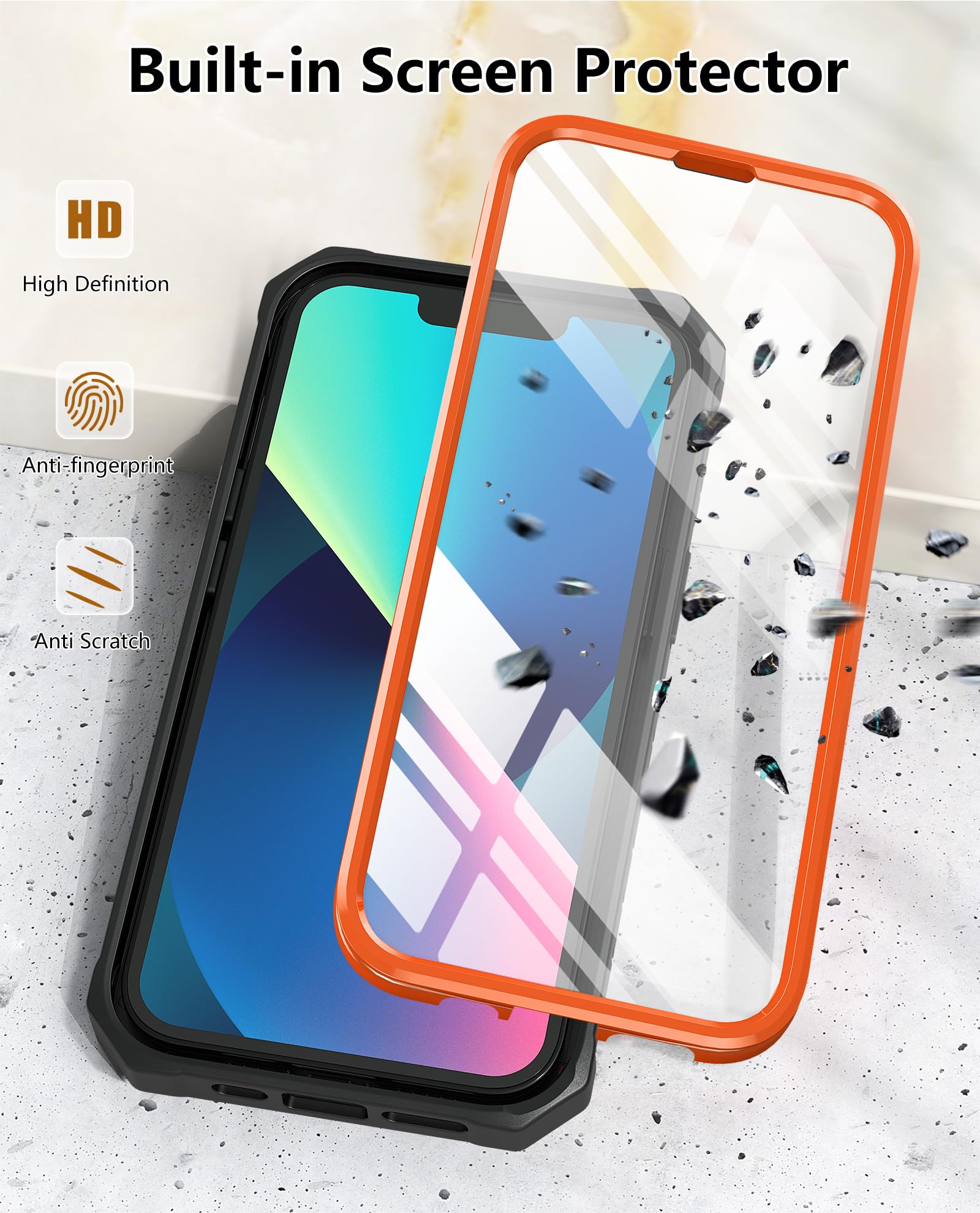 Foto 4 pulgar | Funda De Teléfono Soios Para Iphone 13/14 De 6.1 Pulgadas Con Soporte Naranja - Venta Internacional.