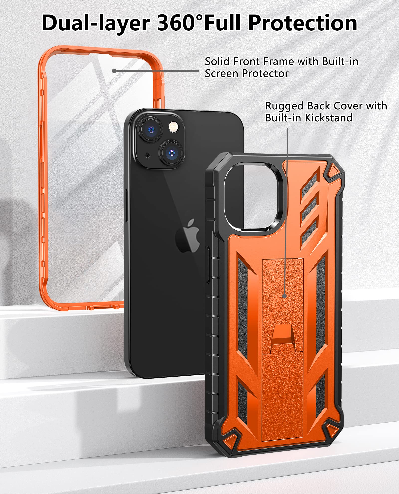 Foto 6 pulgar | Funda De Teléfono Soios Para Iphone 13/14 De 6.1 Pulgadas Con Soporte Naranja - Venta Internacional.