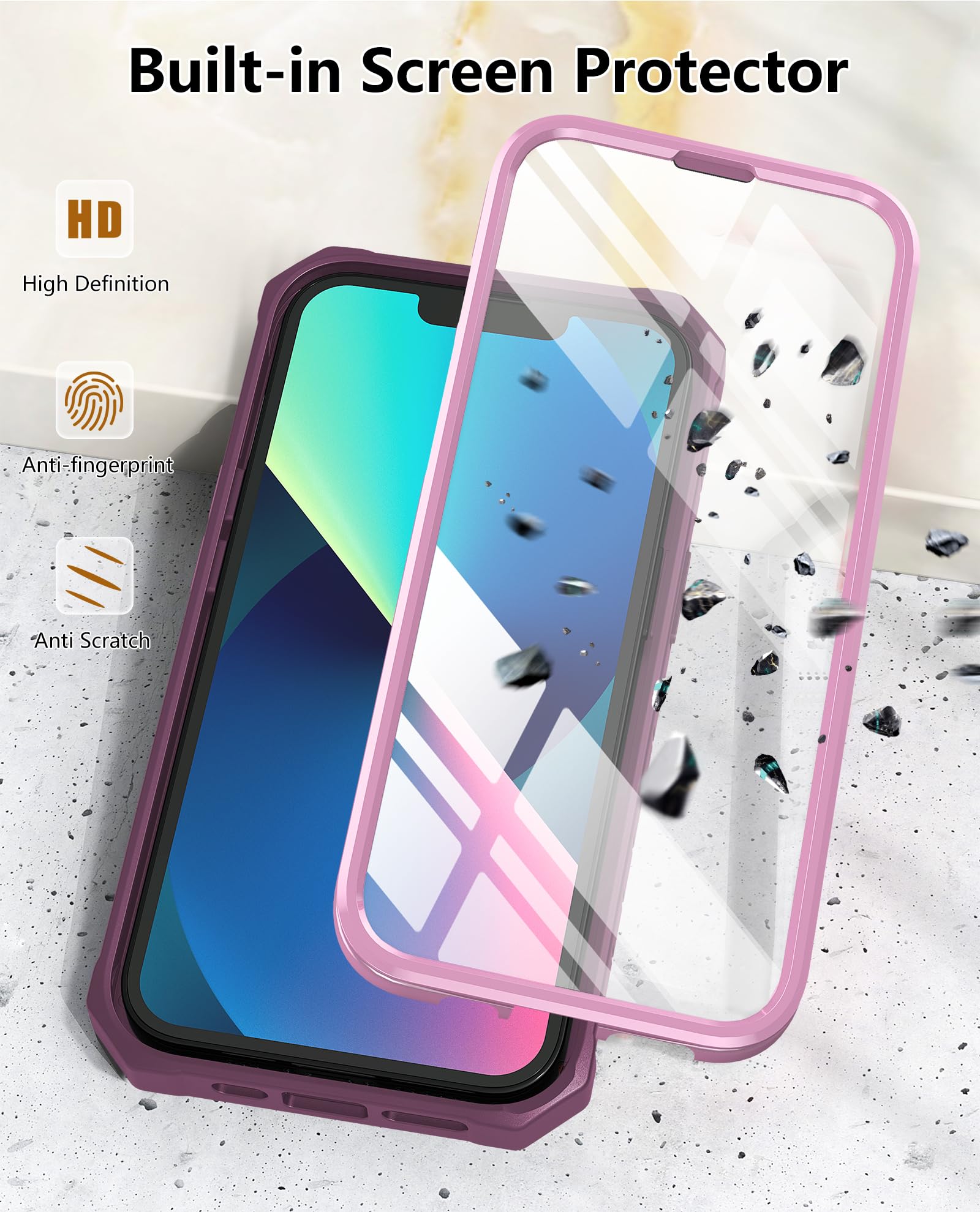 Foto 4 pulgar | Funda De Teléfono Soios Para Iphone 13/14 De 6.1 Pulgadas Con Soporte Rosa - Venta Internacional.