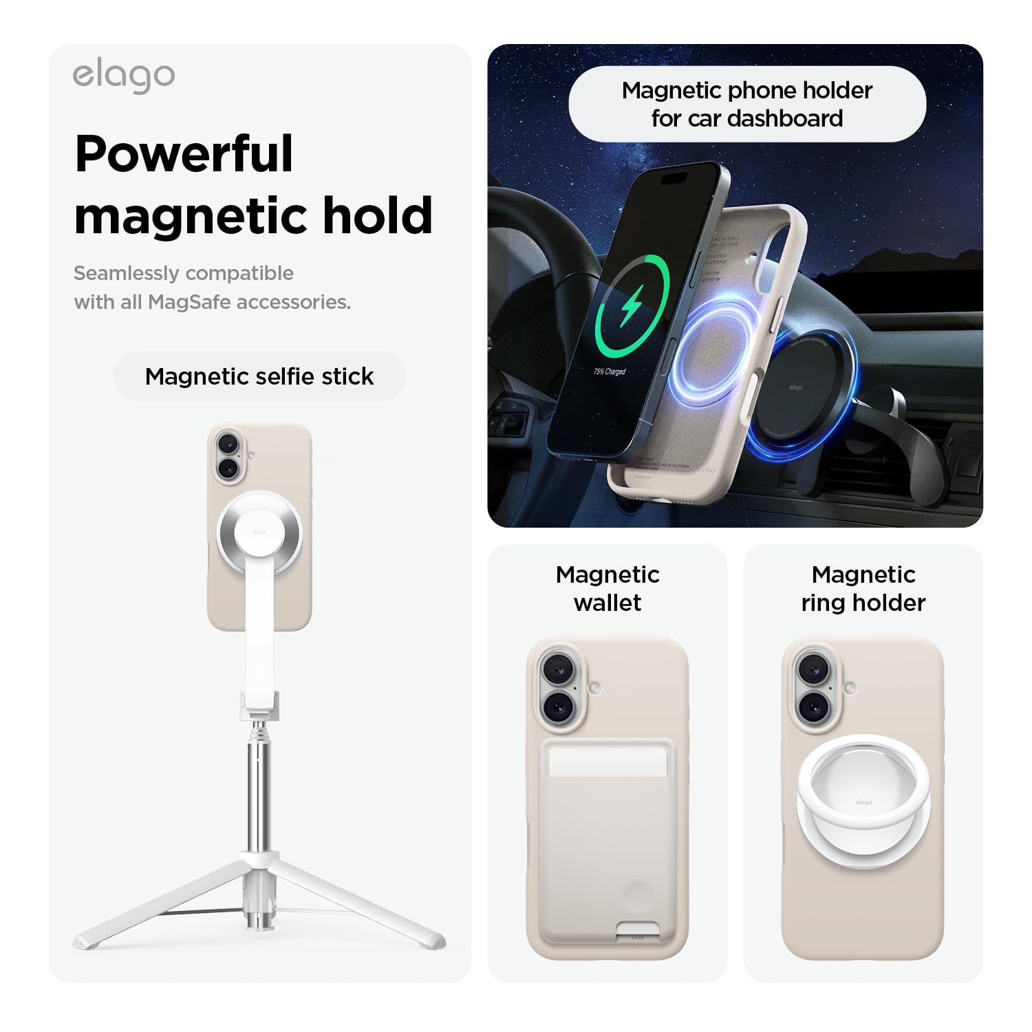 Foto 5 pulgar | Funda Elago De Silicona Magnética Para Iphone 16 Plus De 6.7 Pulgadas, Color Piedra - Venta Internacional.