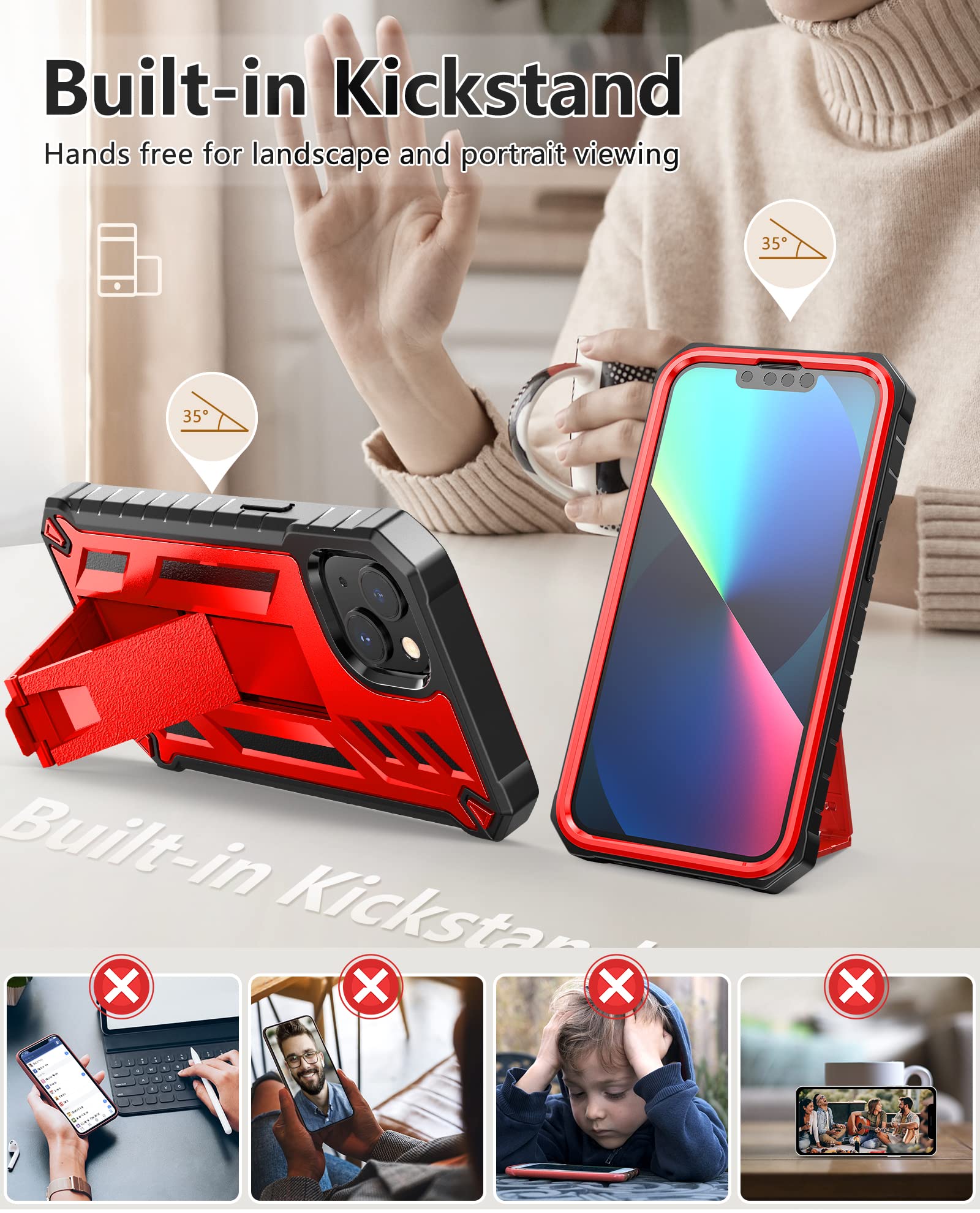 Foto 4 | Funda De Teléfono Soios Para Iphone 13-14 De 6.1 Pulgadas Con Soporte Incorporado - Venta Internacional.