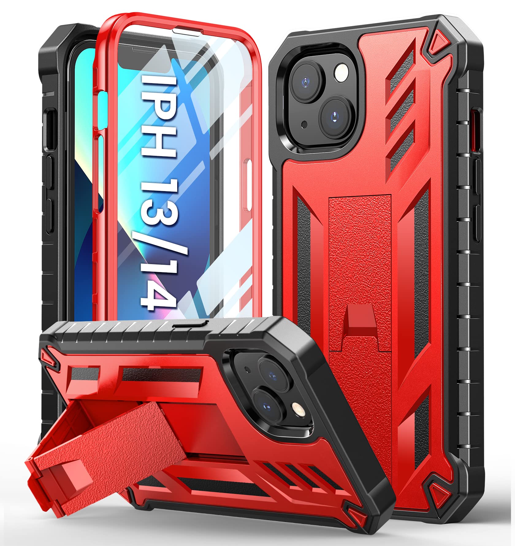 Foto 2 pulgar | Funda De Teléfono Soios Para Iphone 13/14 De 6.1 Pulgadas Con Soporte Rojo - Venta Internacional.