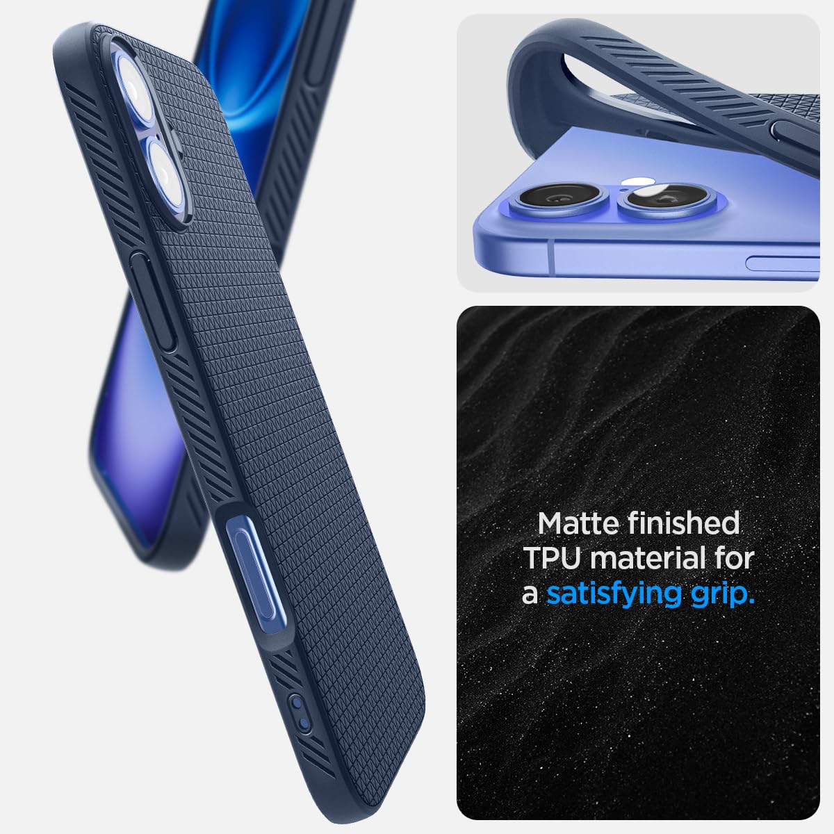 Foto 5 pulgar | Funda Spigen Liquid Air Para Iphone 16 Plus, Color Azul Marino - Venta Internacional.