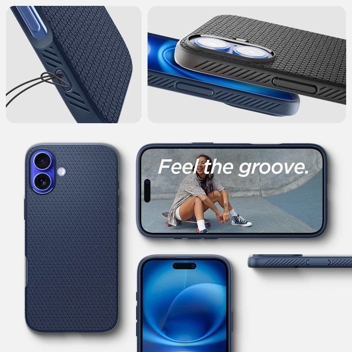 Foto 8 pulgar | Funda Spigen Liquid Air Para Iphone 16 Plus, Color Azul Marino - Venta Internacional.