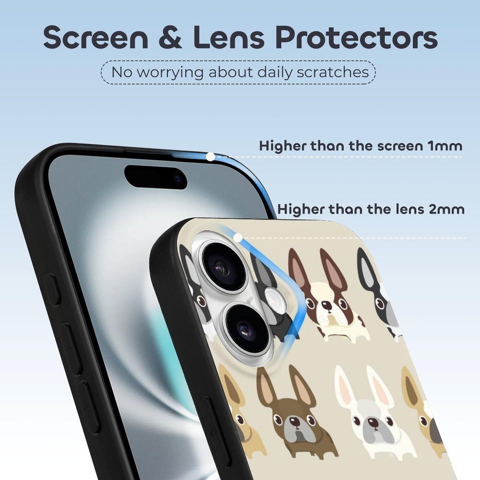 Foto 4 pulgar | Funda De Teléfono French Bulldog Slim Compatible Con Iphone 16 Tpu - Venta Internacional.