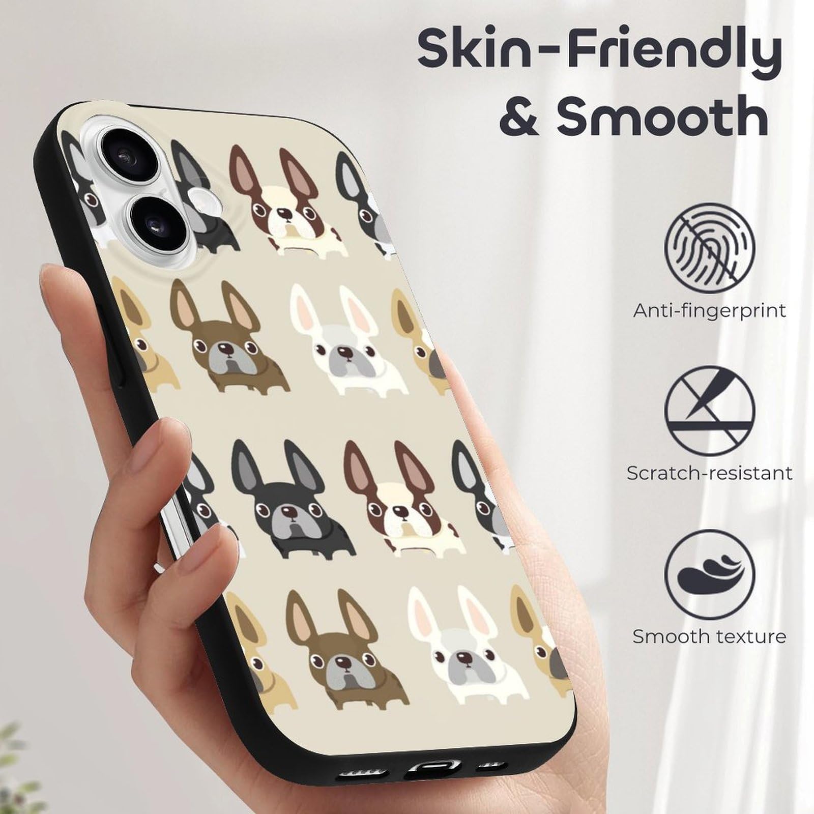 Foto 7 pulgar | Funda De Teléfono French Bulldog Slim Compatible Con Iphone 16 Tpu - Venta Internacional.