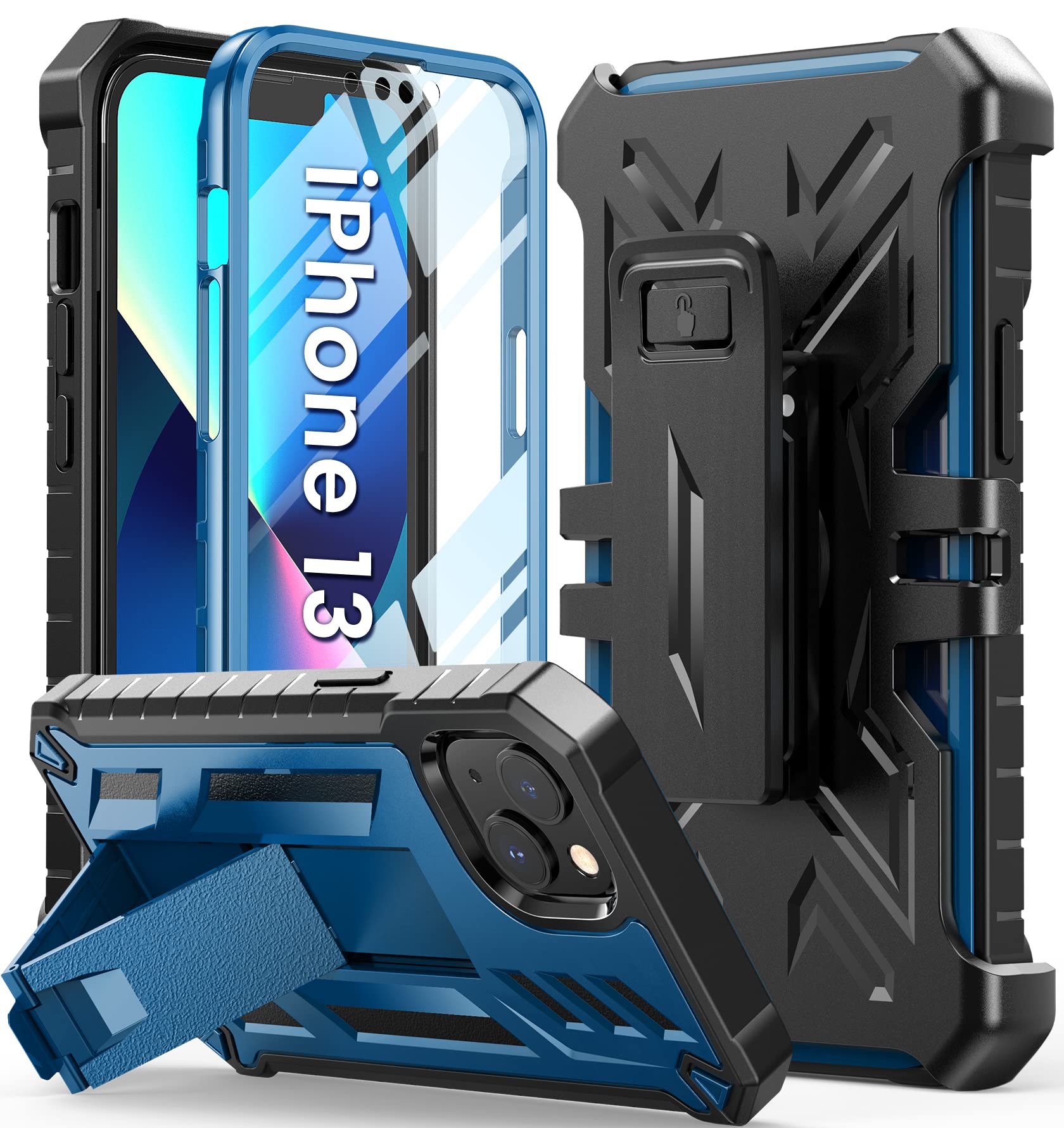 Foto 2 pulgar | Funda De Teléfono Soios Para Iphone 13-14 Con Soporte Integrado, Color Azul - Venta Internacional.