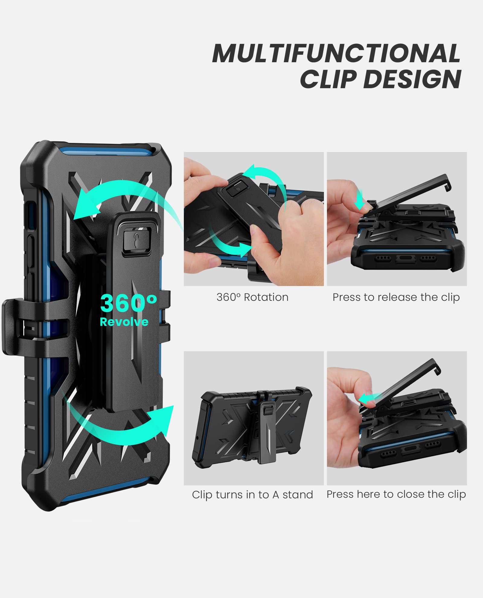 Foto 4 pulgar | Funda De Teléfono Soios Para Iphone 13-14 Con Soporte Integrado, Color Azul - Venta Internacional.