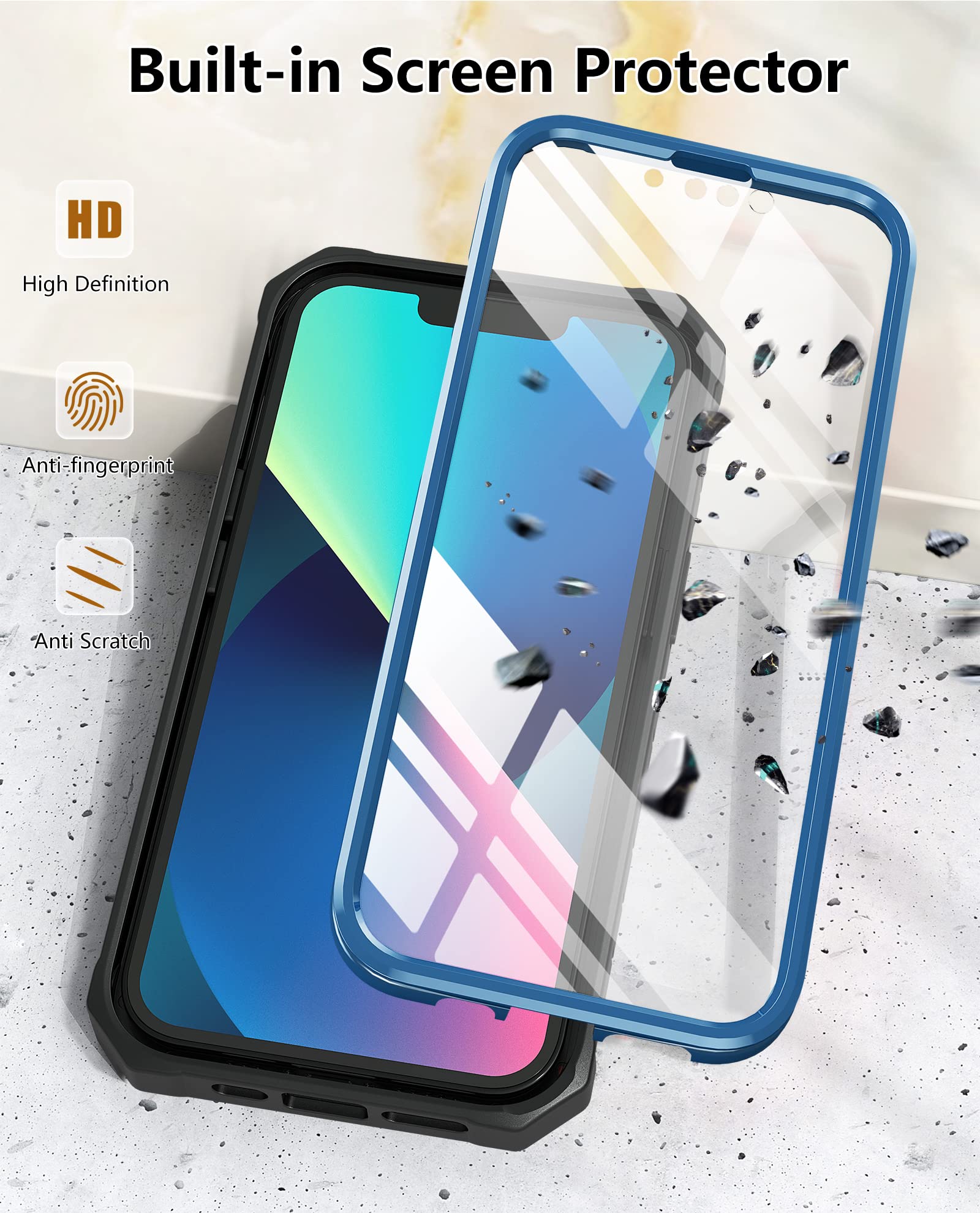 Foto 6 pulgar | Funda De Teléfono Soios Para Iphone 13-14 Con Soporte Integrado, Color Azul - Venta Internacional.