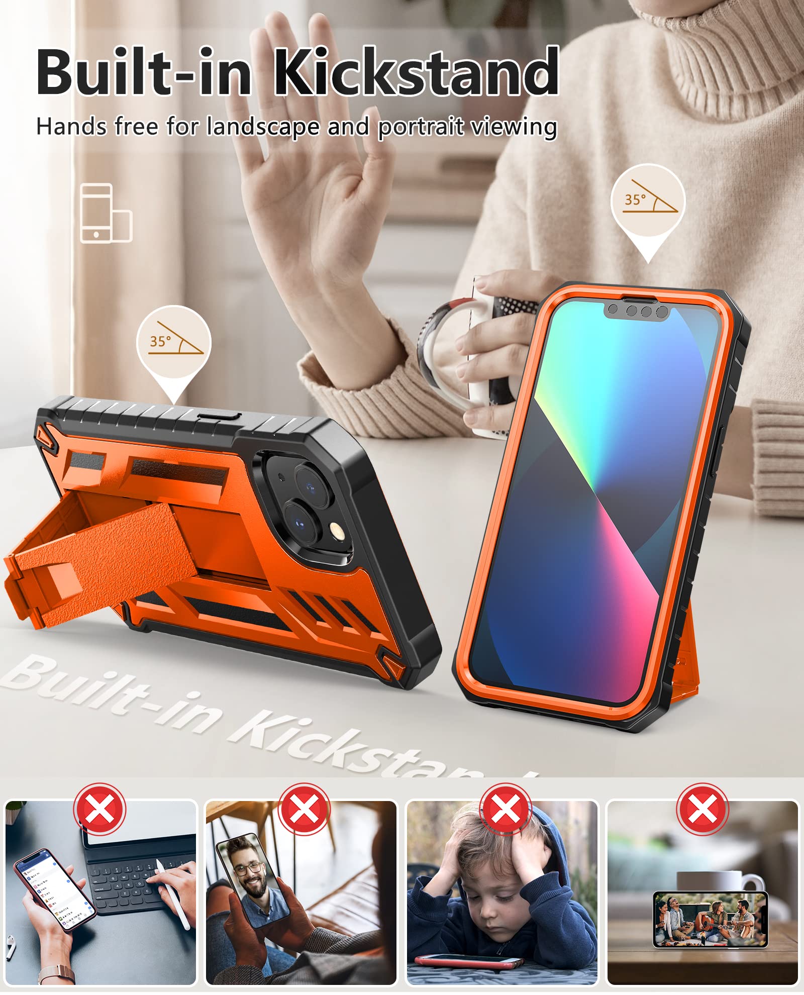 Foto 6 pulgar | Funda De Teléfono Soios Para Iphone 13-14 De 6.1 Pulgadas Con Soporte - Venta Internacional.