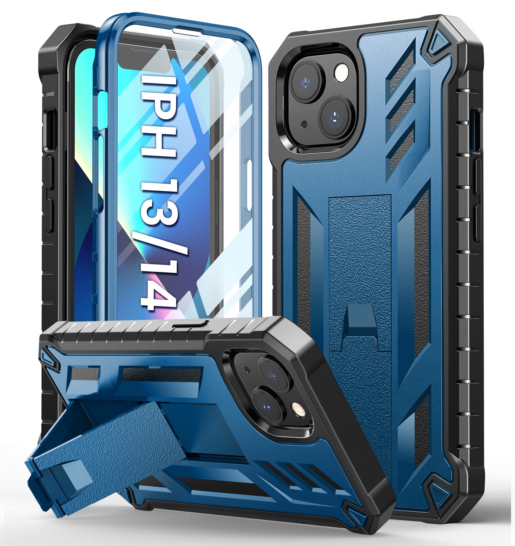 Foto 2 pulgar | Funda De Teléfono Soios Para Iphone 13/14 De 6.1 Pulgadas Con Soporte Azul - Venta Internacional.