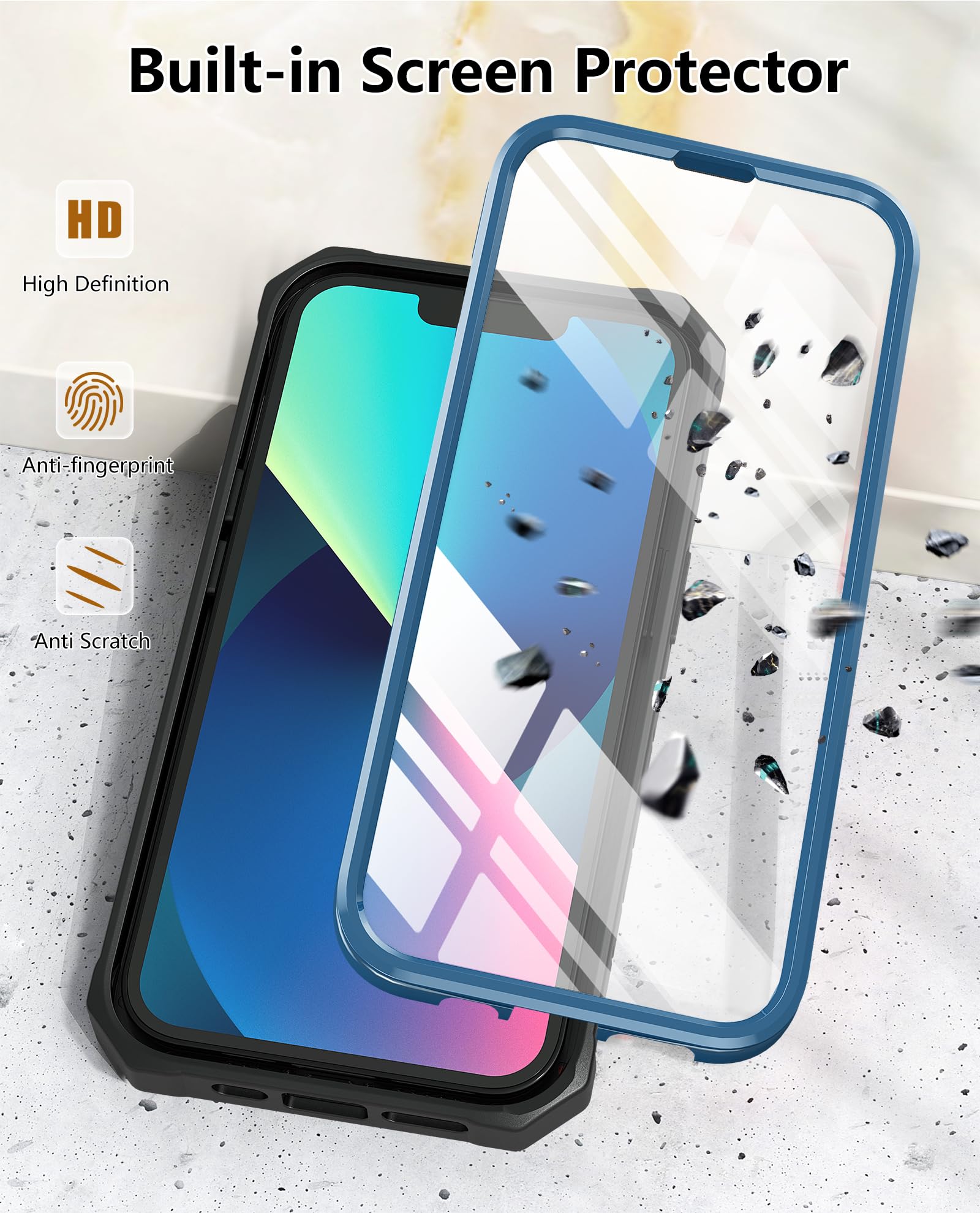 Foto 4 pulgar | Funda De Teléfono Soios Para Iphone 13/14 De 6.1 Pulgadas Con Soporte Azul - Venta Internacional.