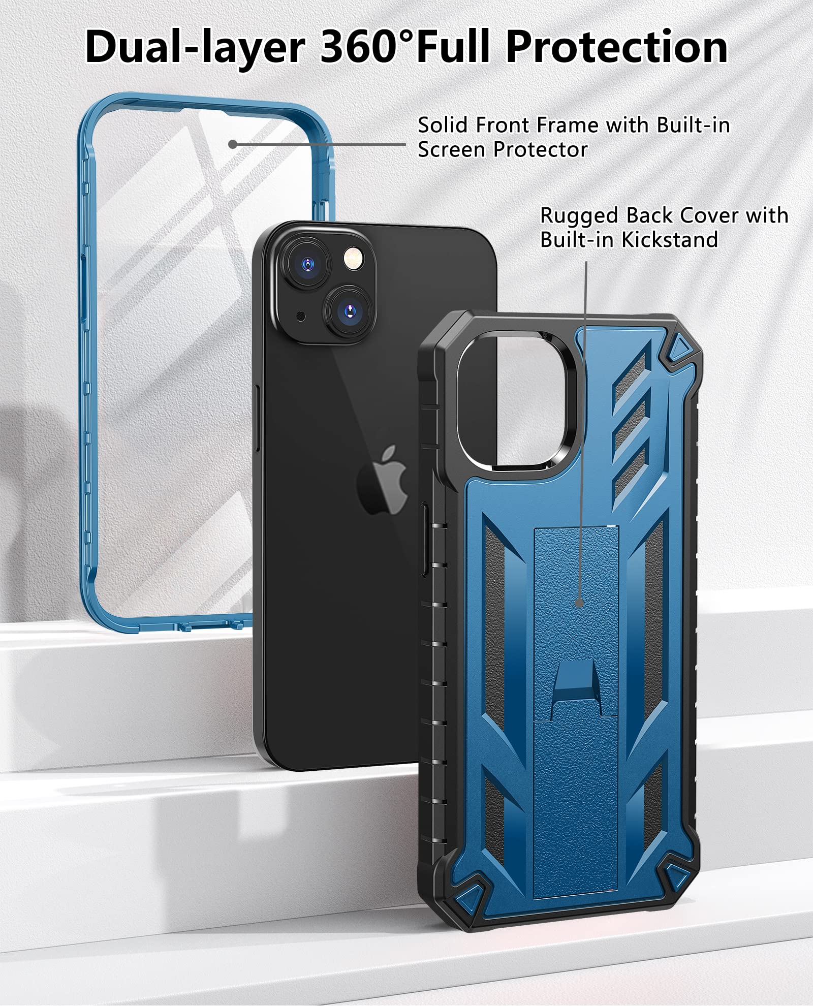Foto 6 pulgar | Funda De Teléfono Soios Para Iphone 13/14 De 6.1 Pulgadas Con Soporte Azul - Venta Internacional.