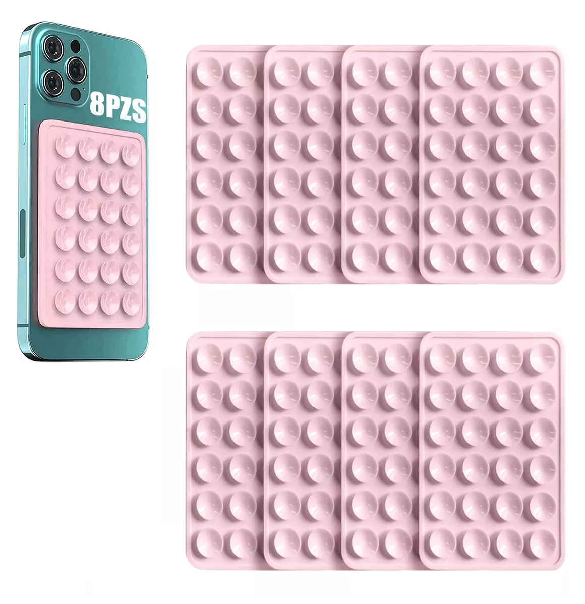 Foto 4 pulgar | Funda Ventosa De Silicona Soporte Para Celular 8 Pzs Rosa