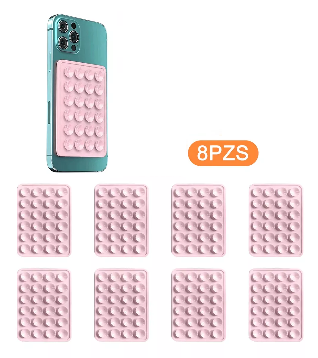 Foto 5 pulgar | Funda Ventosa De Silicona Soporte Para Celular 8 Pzs Rosa