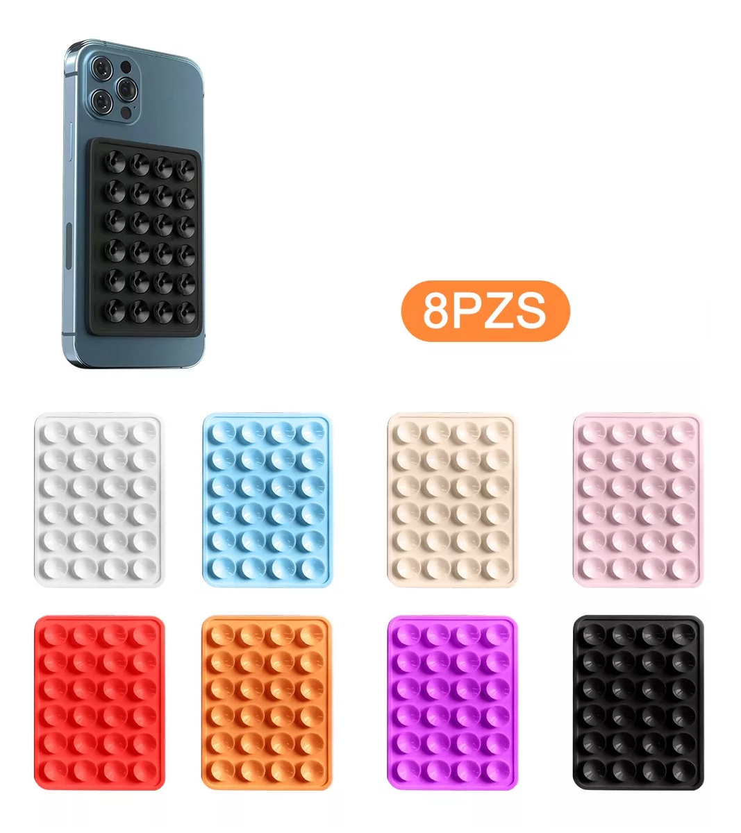 Foto 3 pulgar | Funda Ventosa De Silicona Soporte Telefono Para Celular 8 Pzs 8 Colores