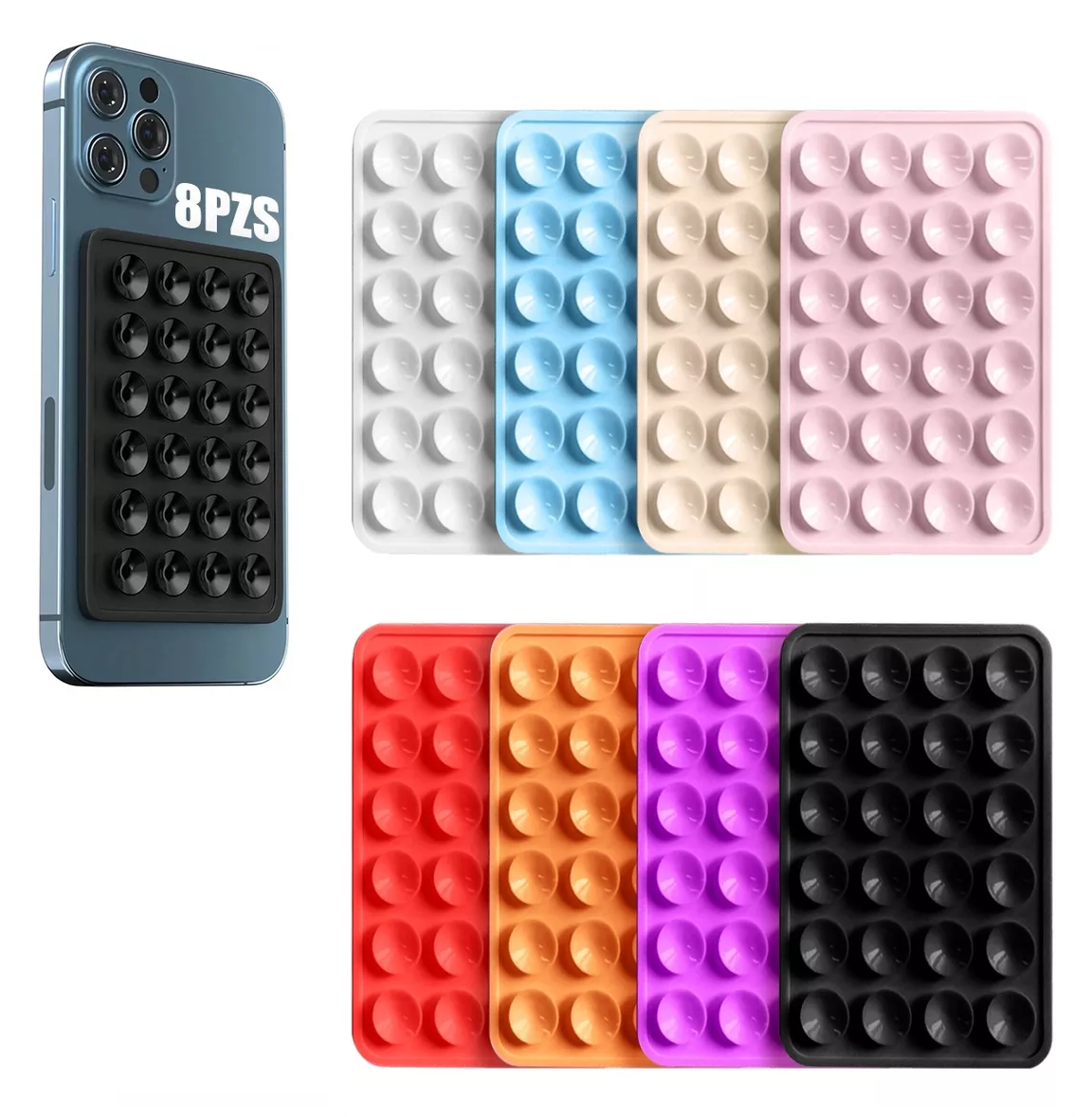 Foto 4 pulgar | Funda Ventosa De Silicona Soporte Telefono Para Celular 8 Pzs 8 Colores