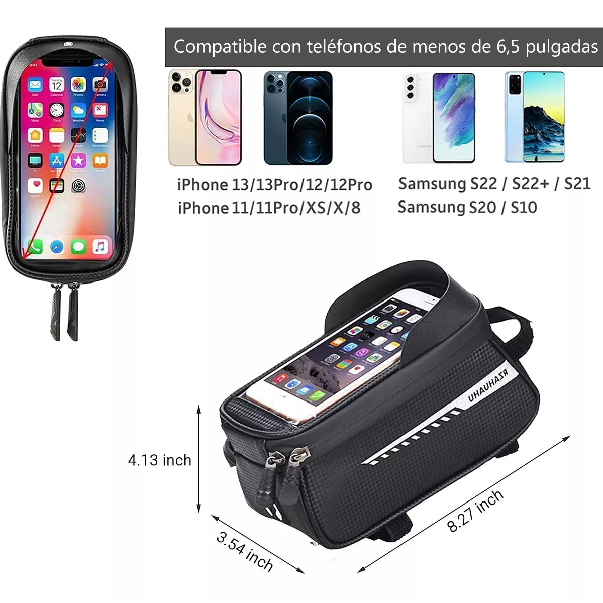 Foto 4 pulgar | Bolsa De Bicicleta Impermeable Para Porta Celular Bicicleta Eo Safe Imports Esi-15704 Negro