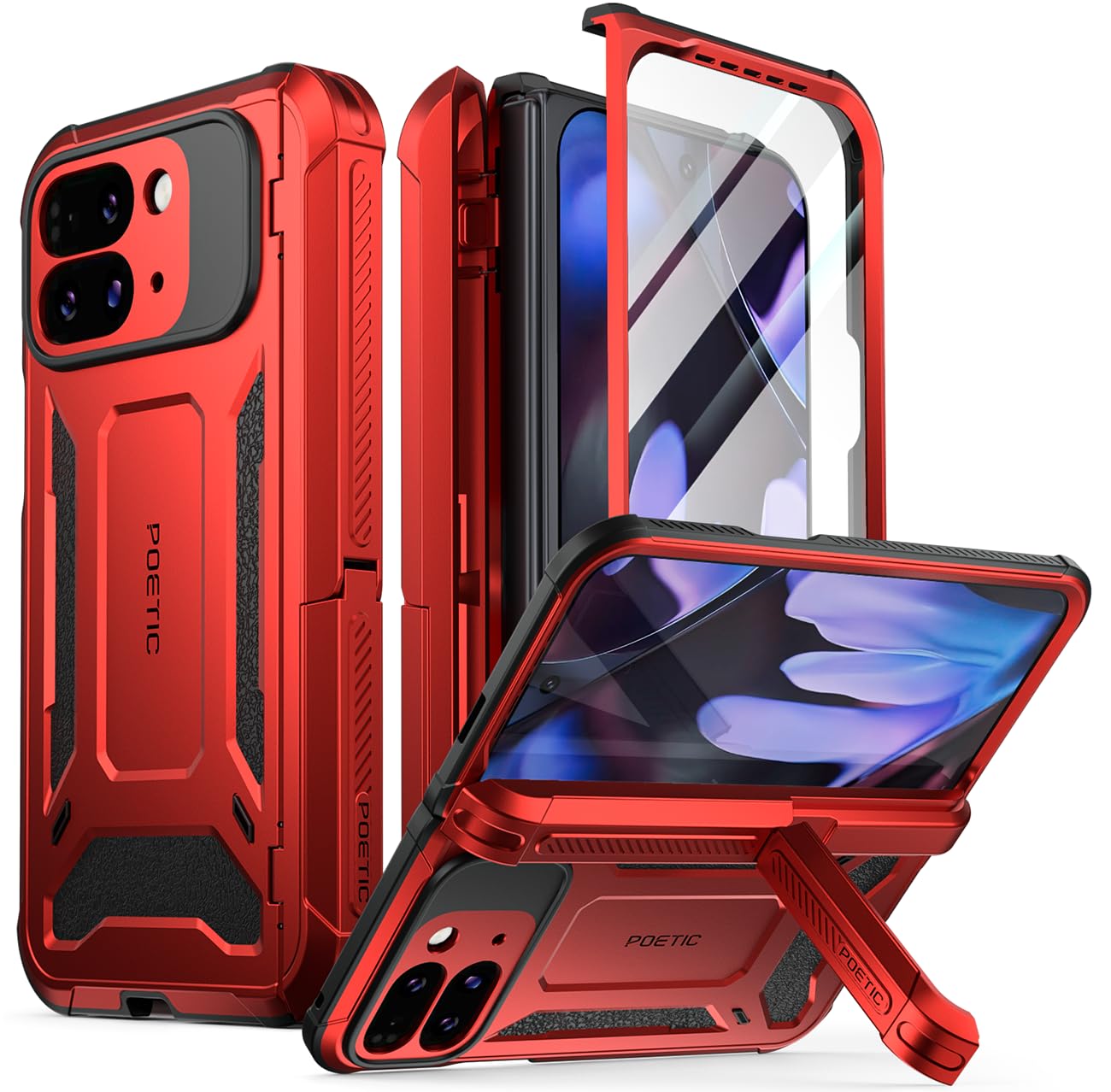 Foto 2 pulgar | Funda Poetic Spartan Para Google Pixel 9 Pro Fold 5g, Color Rojo Metalizado - Venta Internacional.