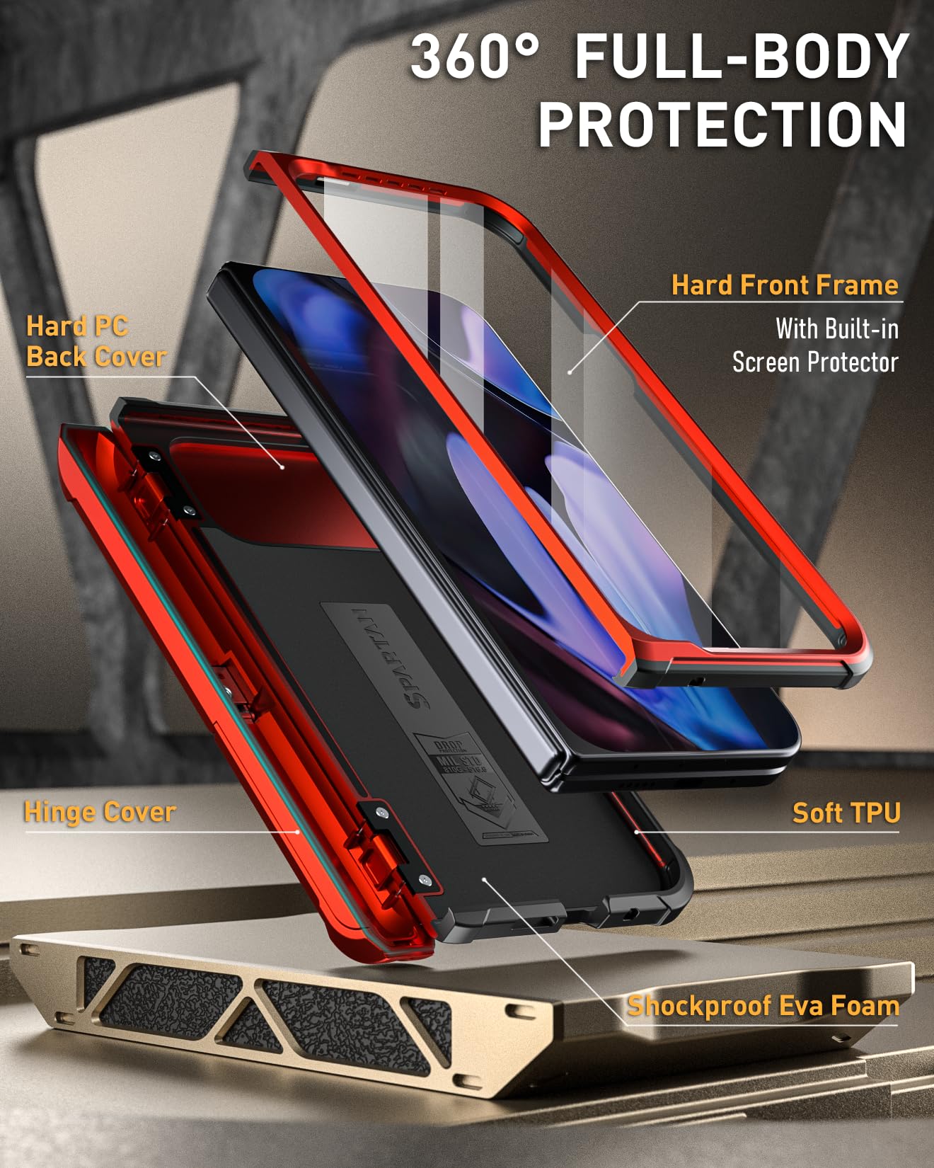 Foto 4 pulgar | Funda Poetic Spartan Para Google Pixel 9 Pro Fold 5g, Color Rojo Metalizado - Venta Internacional.