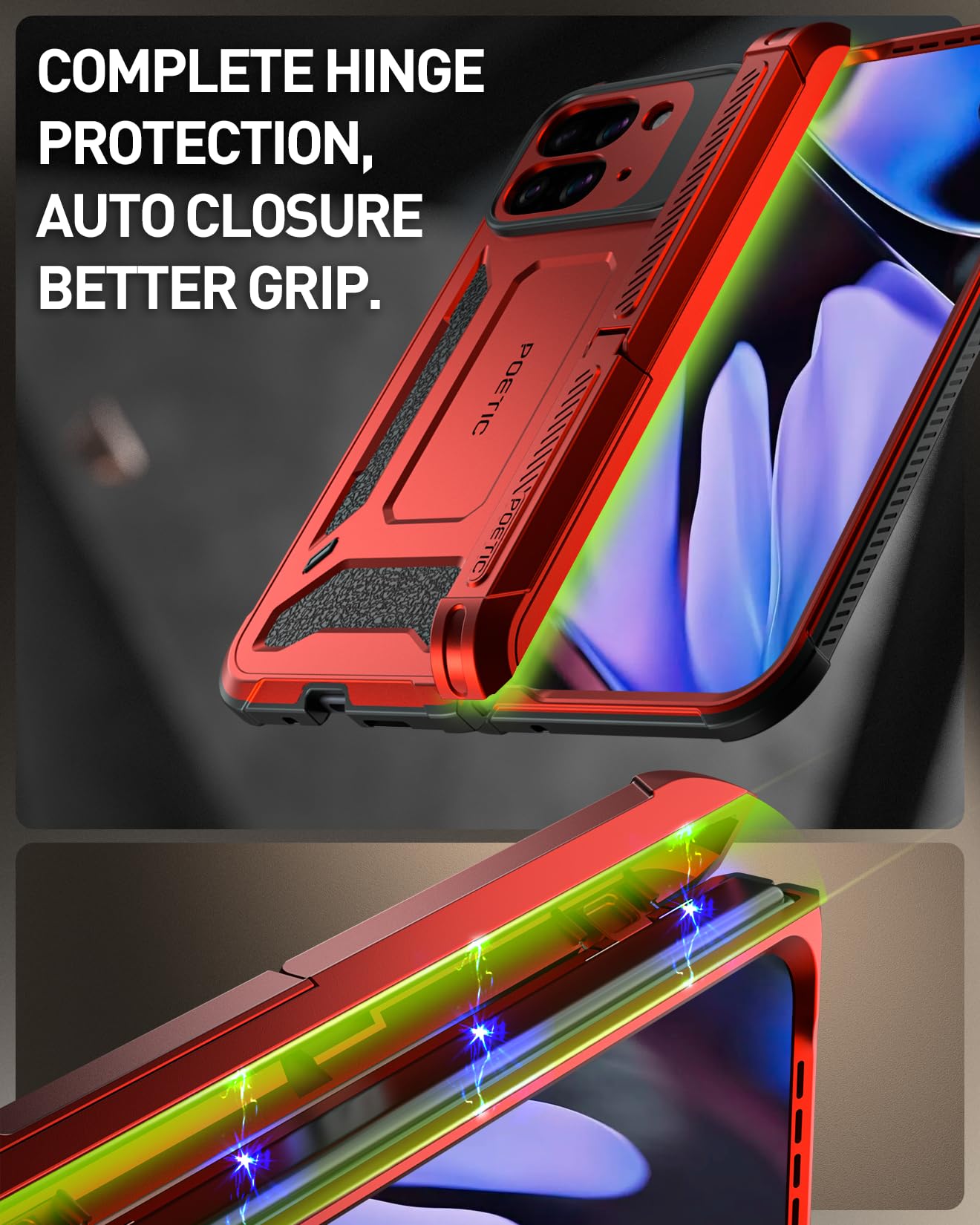 Foto 6 pulgar | Funda Poetic Spartan Para Google Pixel 9 Pro Fold 5g, Color Rojo Metalizado - Venta Internacional.
