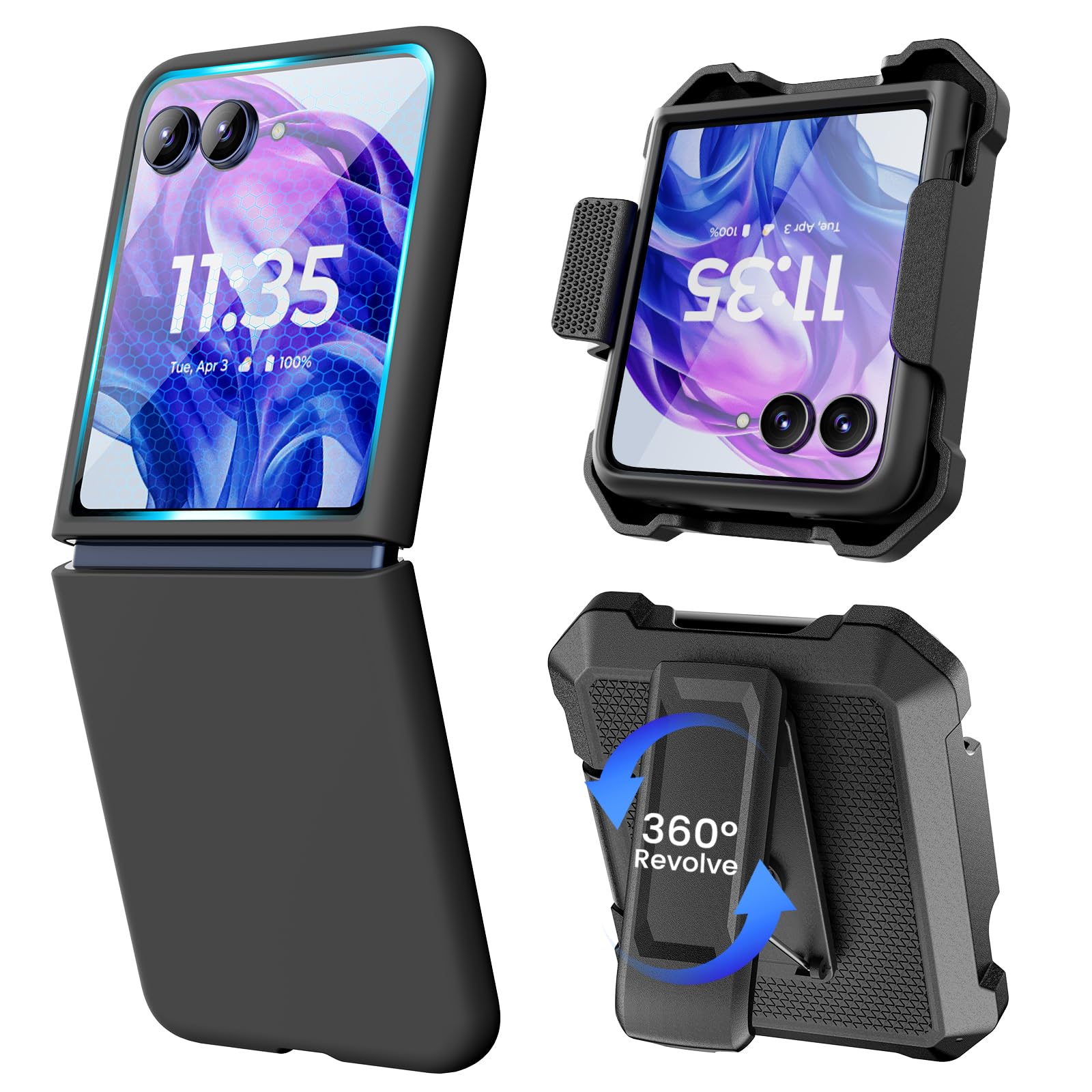 Funda Vego Para Motorola Razr Plus 2024 Con Clip Para Cinturón Y Protector De Pantalla - Venta Internacional.