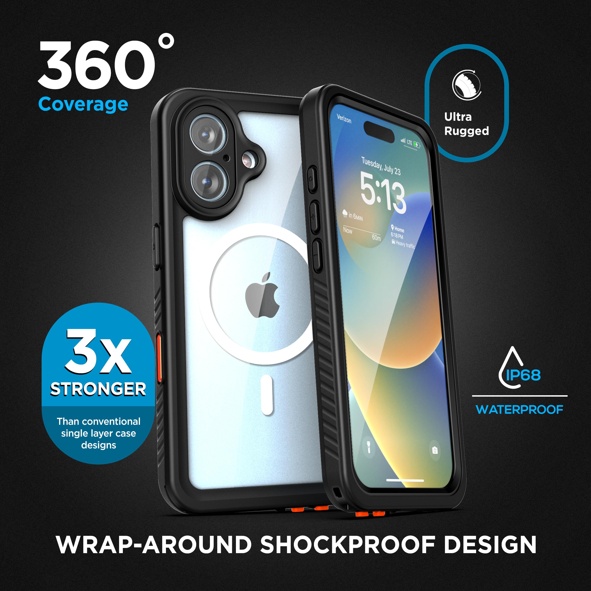 Foto 7 | Funda Impermeable Para Iphone 16 Plus Con Clip Para Cinturón - Venta Internacional.
