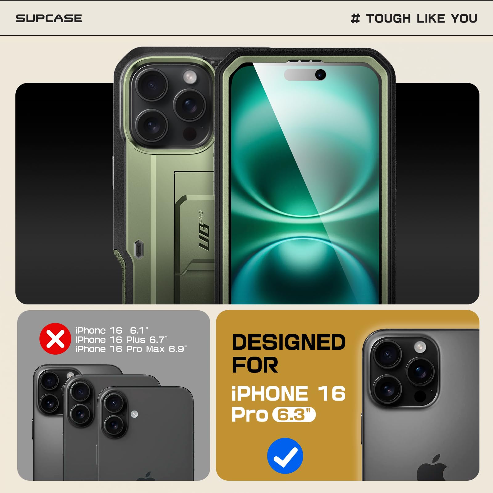 Foto 3 pulgar | Funda Para Teléfono Supcase Unicorn Beetle Pro Para Iphone 16 Pro De 6.3 Pulgadas - Venta Internacional.