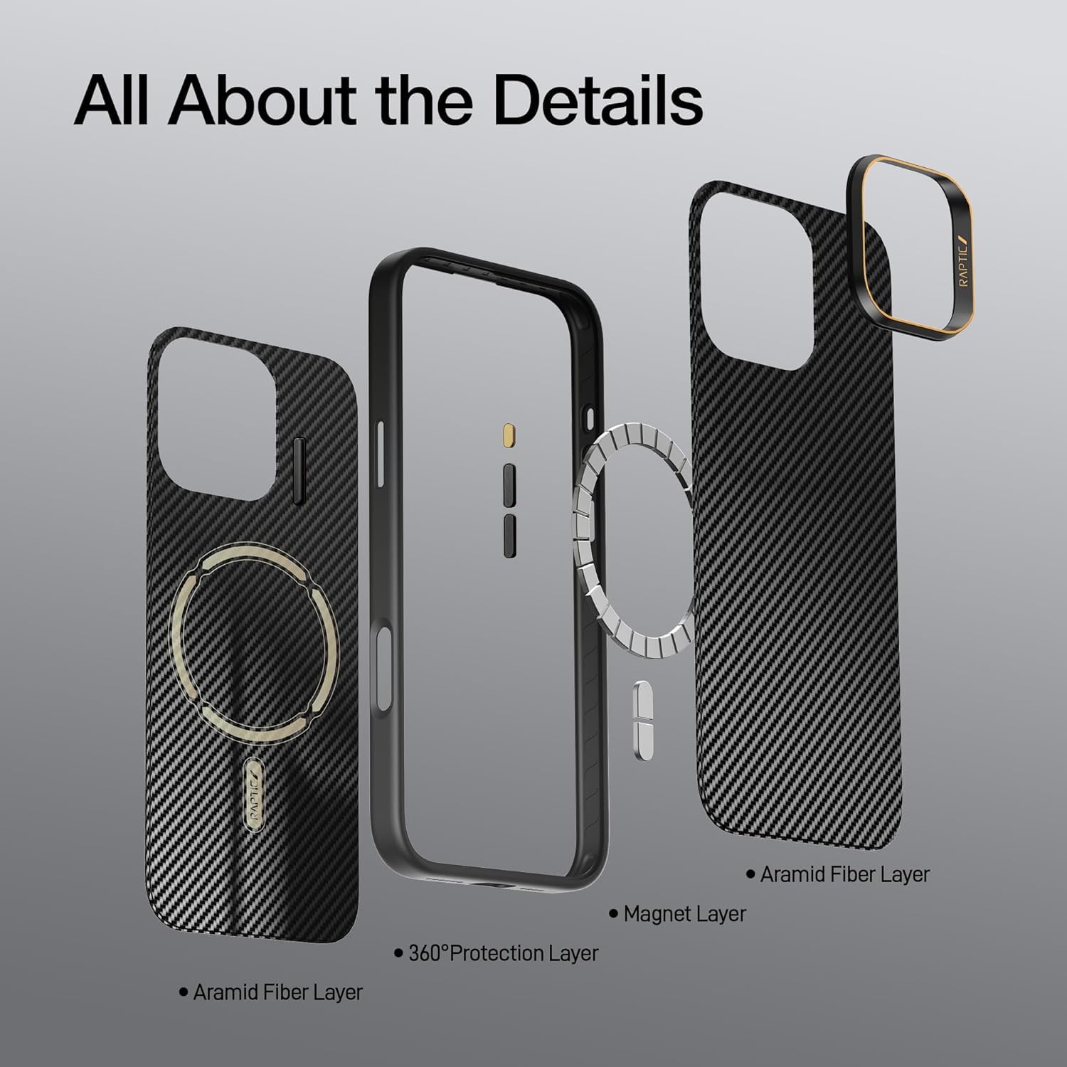 Foto 5 pulgar | Funda Magnética Raptic 2024 Para Iphone 16 Pro Max 6.9'' Negra - Venta Internacional.