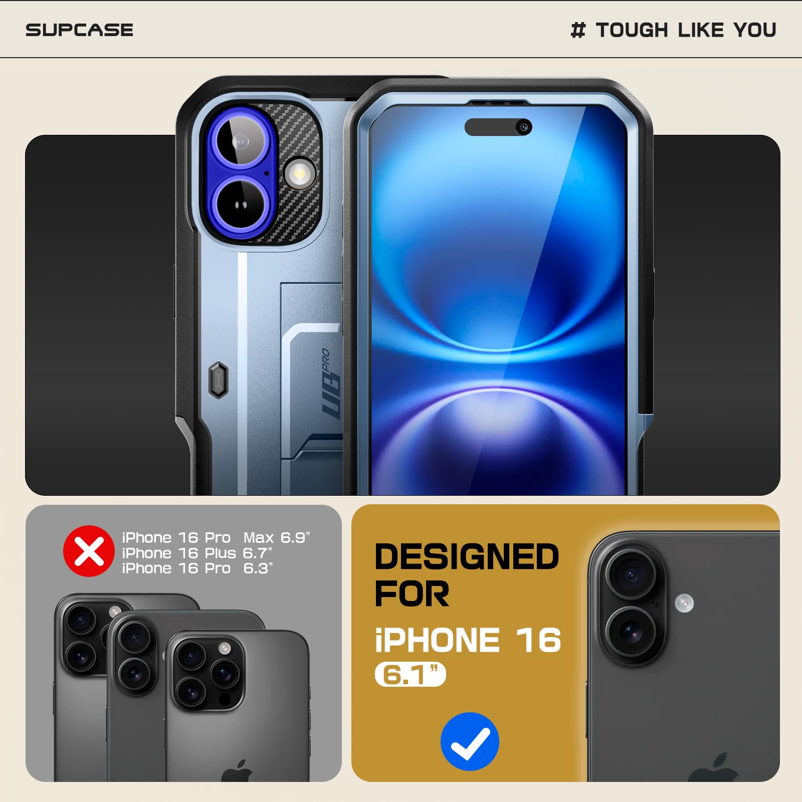Foto 3 pulgar | Funda De Teléfono Supcase Unicorn Beetle Pro Para Iphone 16 De 6.1 Pulgadas - Venta Internacional.