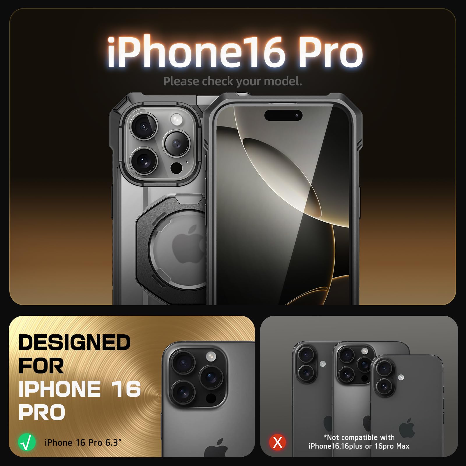 Foto 2 | Funda Para Teléfono Supcase Unicorn Beetle Grip Para Iphone 16 Pro De 6.3 Pulgadas - Venta Internacional.