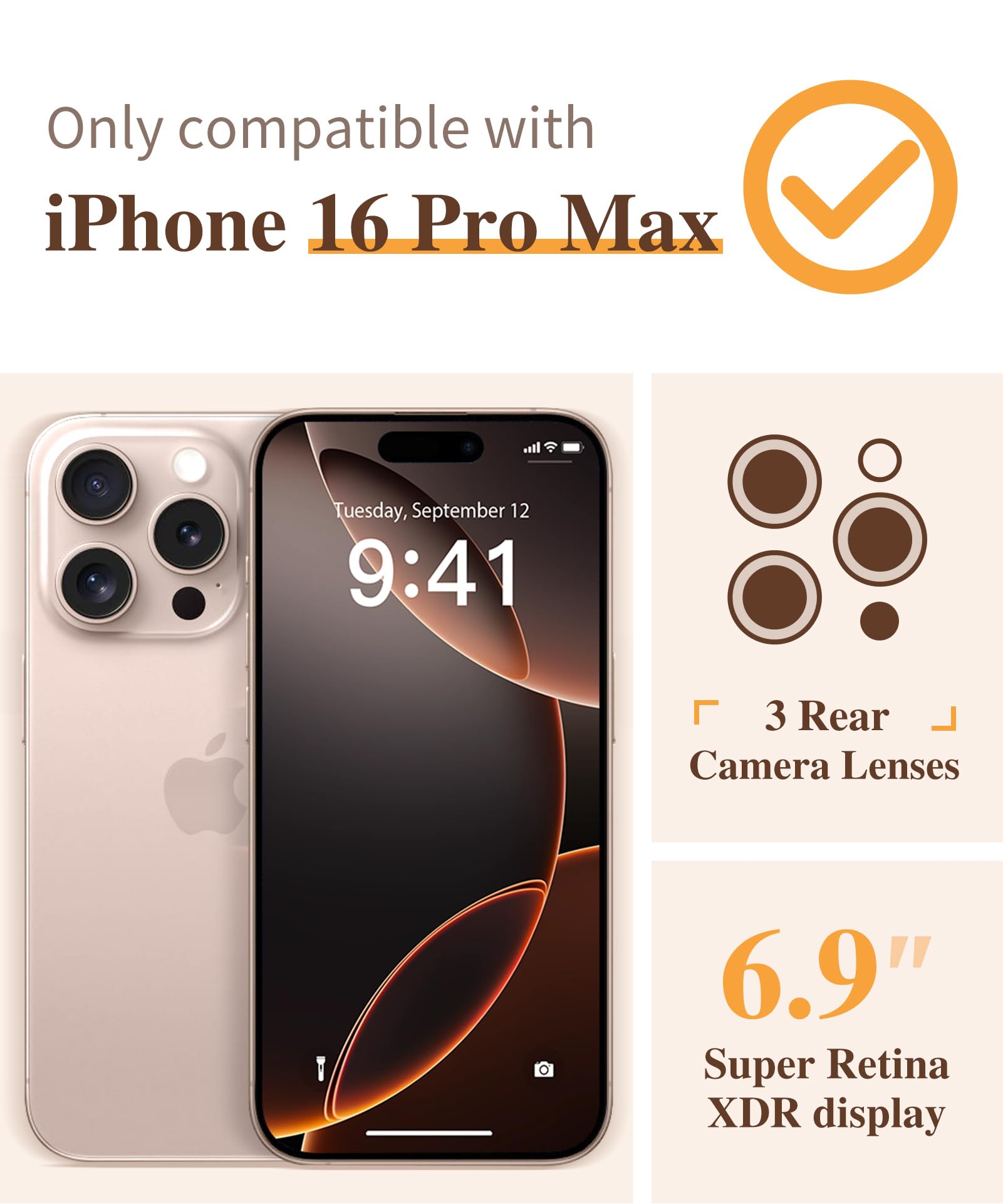 Foto 3 pulgar | Funda De Teléfono Gviewin Para Iphone 16 Pro Max Con Protector De Pantalla - Venta Internacional.