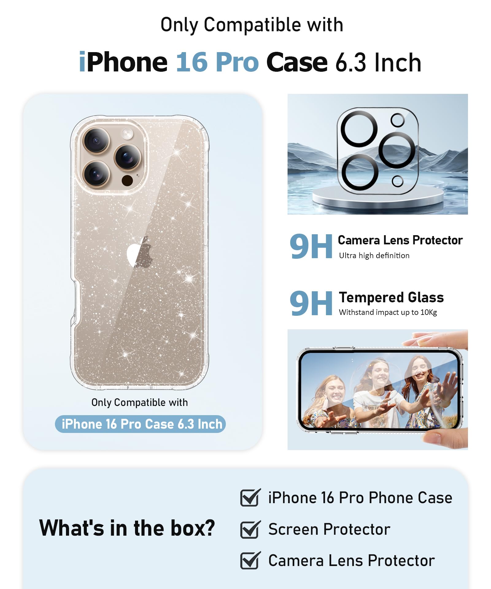 Foto 3 pulgar | Funda Miodik Para Iphone 16 Pro De 6.3 Pulgadas Con Protector De Pantalla - Venta Internacional.