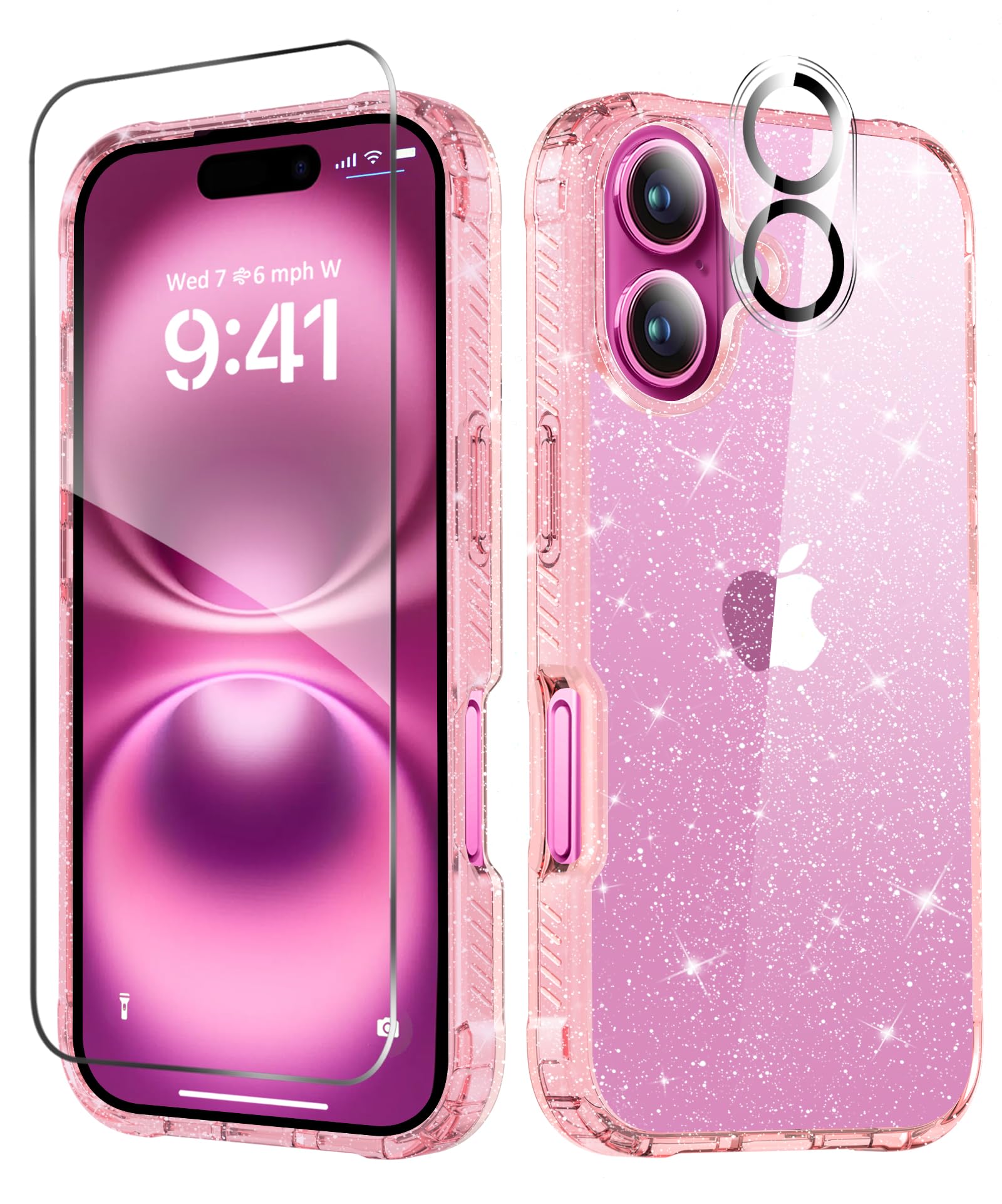 Foto 2 pulgar | Funda Miodik Para Iphone 16 De 6.1 Pulgadas Con Protector De Pantalla Rosa - Venta Internacional.